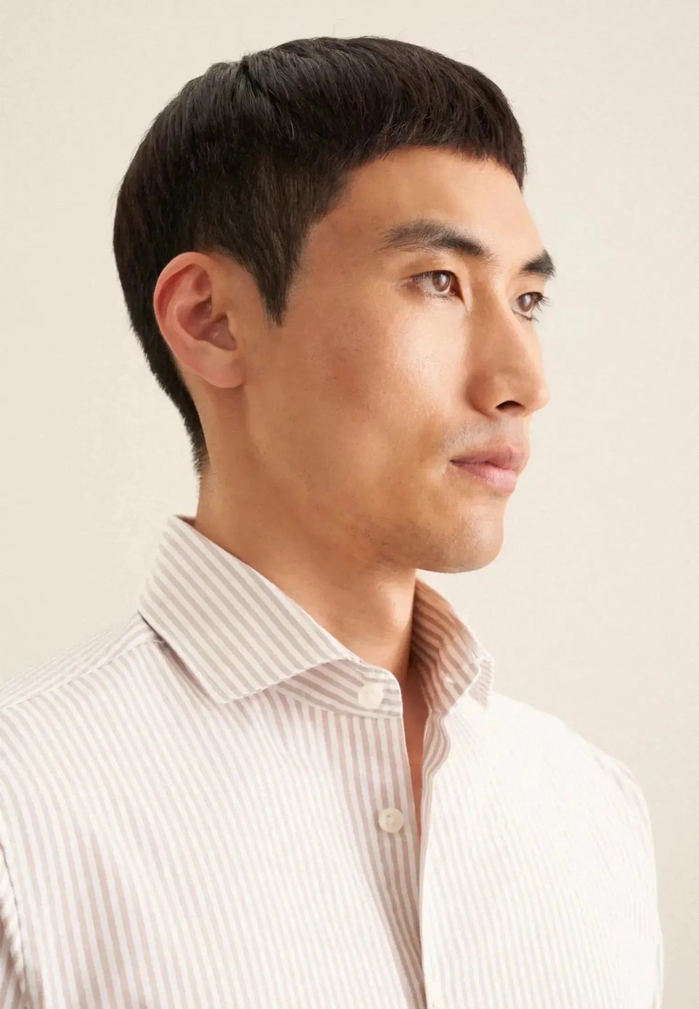 Seidensticker Regular Fit Spread Kent Striped Casual Shirt Beige - 01.146697-06-38 - seidensticker.co.uk