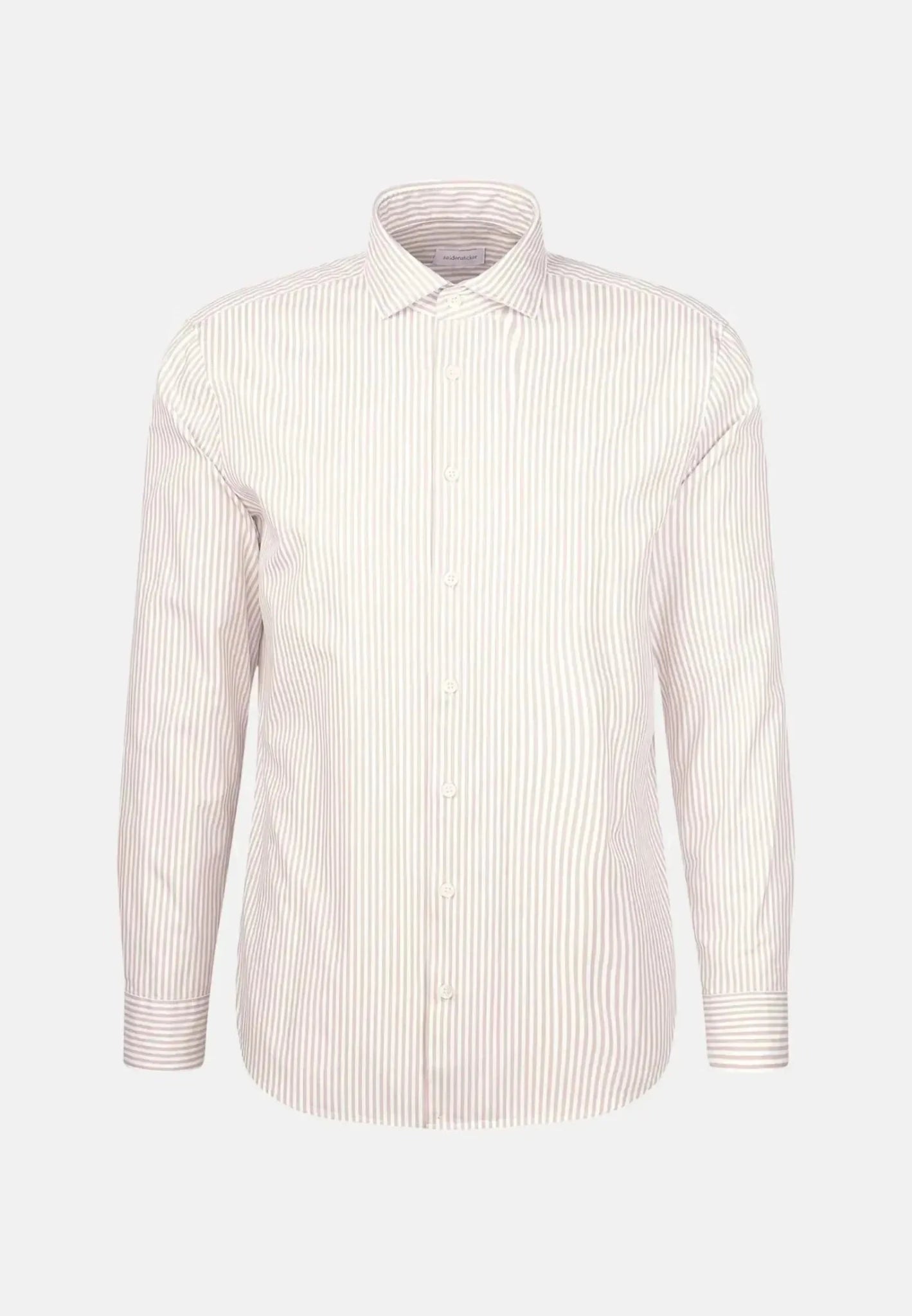 Seidensticker Regular Fit Spread Kent Striped Casual Shirt Beige - 01.146697-06-38 - seidensticker.co.uk