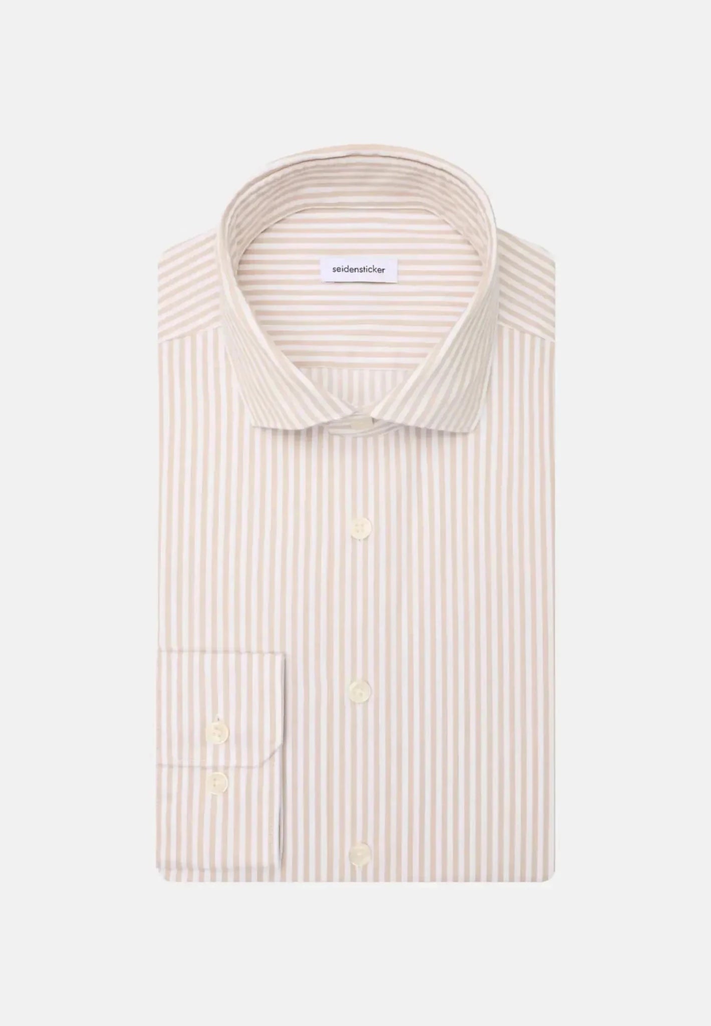 Seidensticker Regular Fit Spread Kent Striped Casual Shirt Beige - 01.146697-06-38 - seidensticker.co.uk