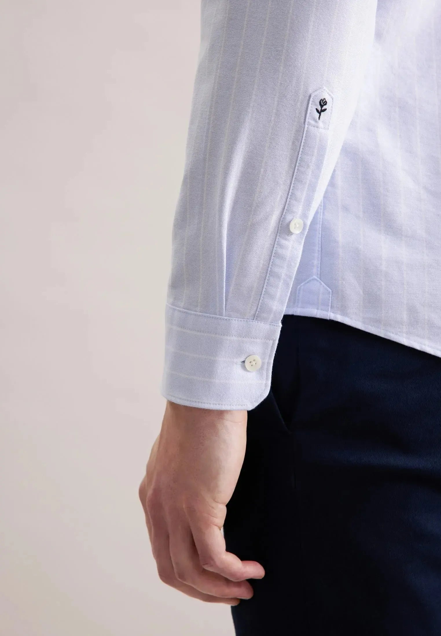 Regular Fit Spread Kent Striped Oxford Shirt Light Blue-seidensticker uk