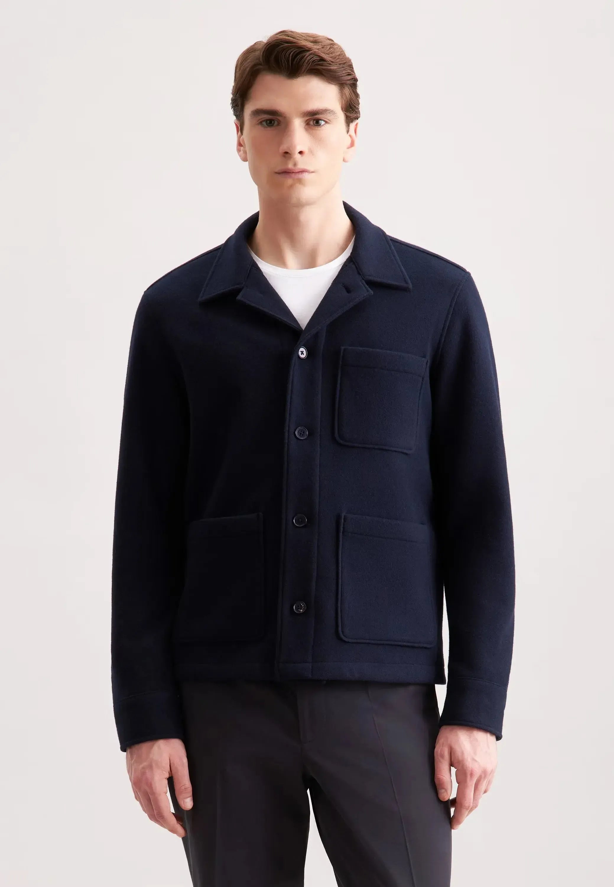 Regular Fit Wool Mix Casual Overshirt Dark Blue-seidensticker uk