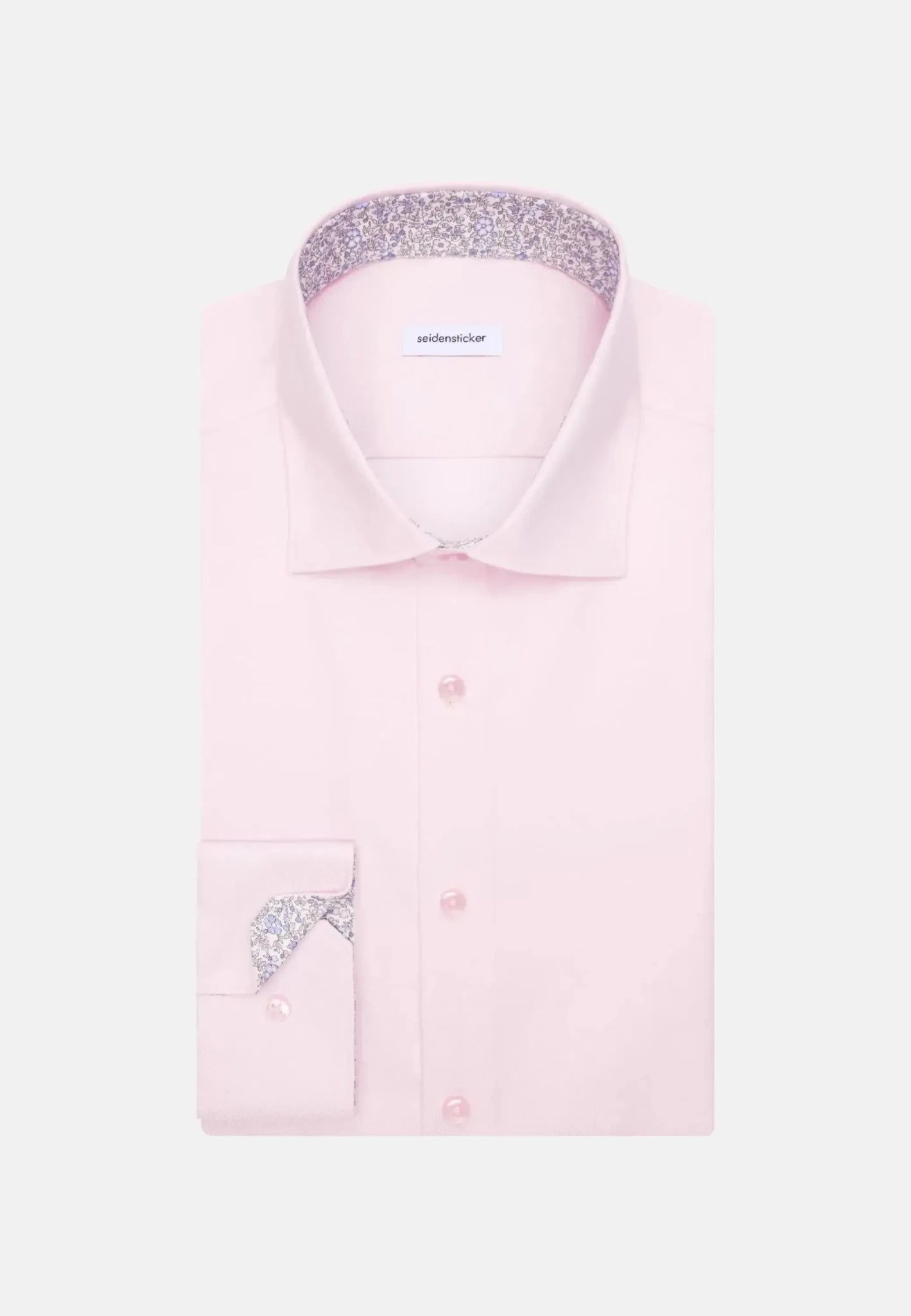 Seidensticker Shaped Fit No Iron Contrast Patched Kent Collar Business Shirt Pink - 01.845537-42-38 - seidensticker.co.uk