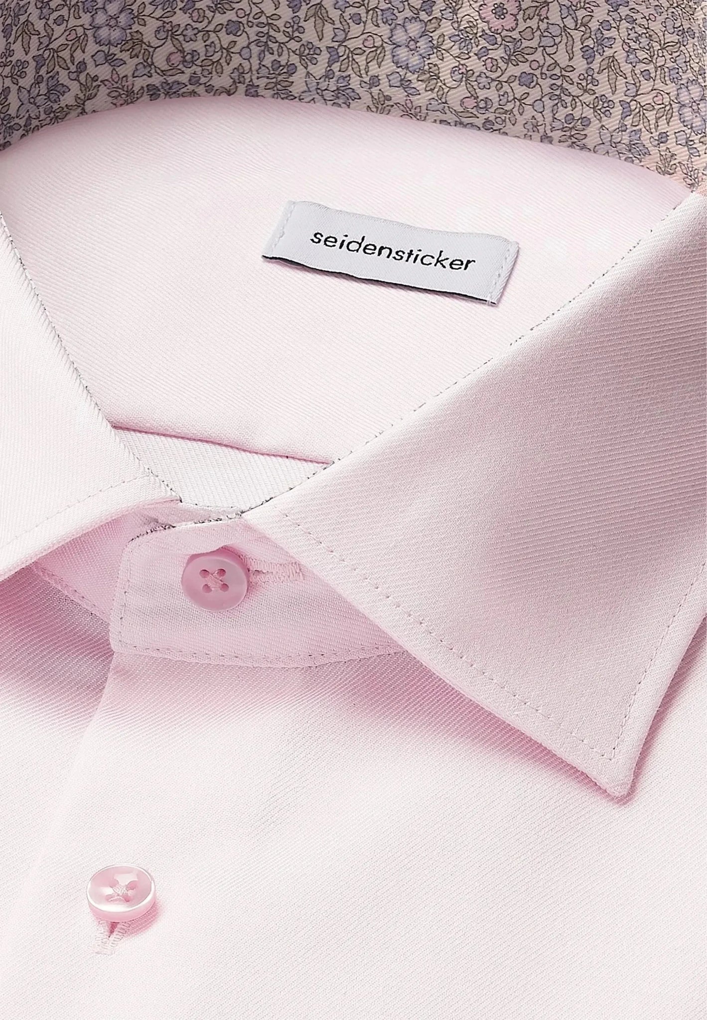 Seidensticker Shaped Fit No Iron Contrast Patched Kent Collar Business Shirt Pink - 01.845537-42-38 - seidensticker.co.uk