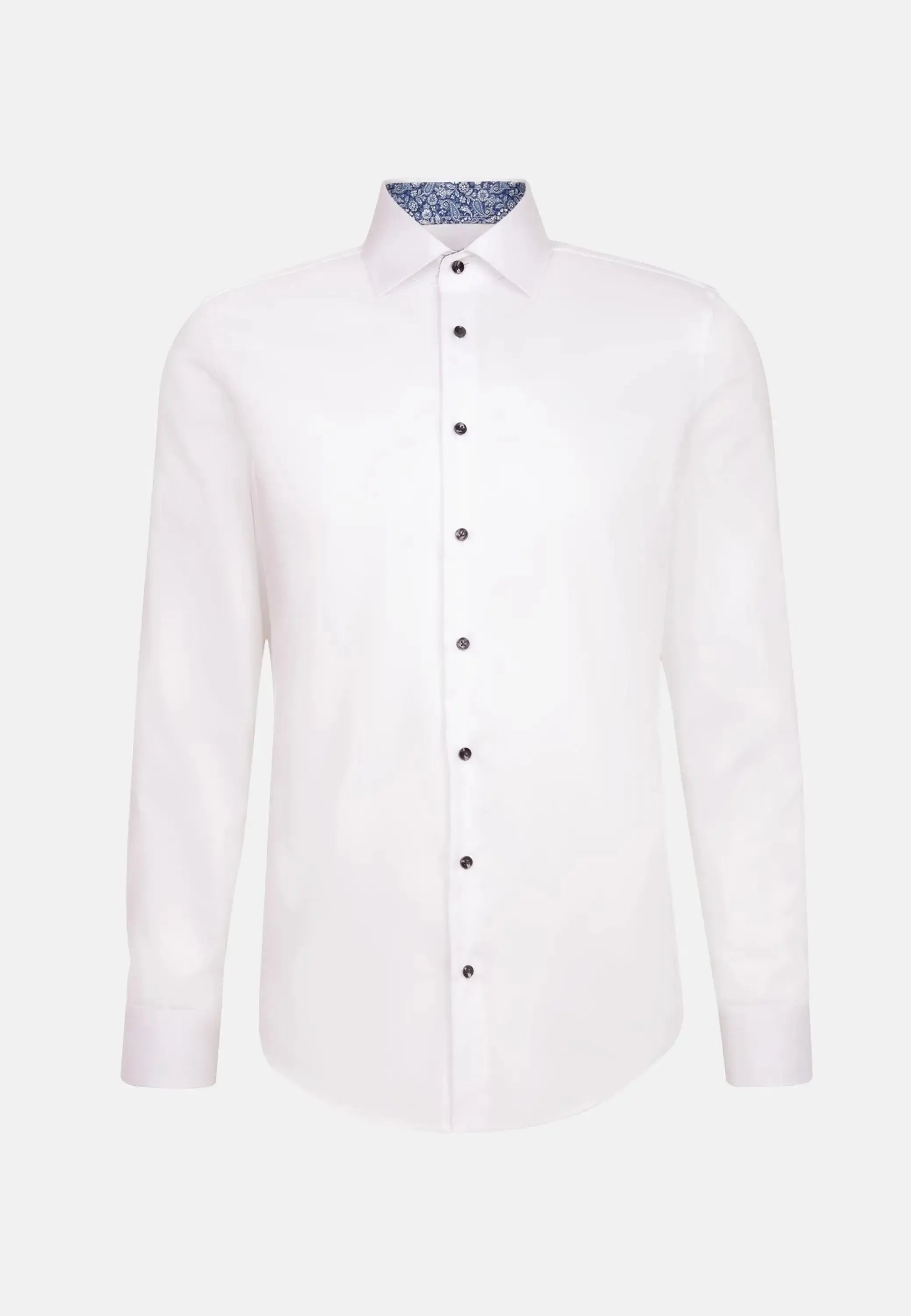 Shaped Fit No Iron Contrast Patched Kent Collar Business Shirt White-seidensticker uk