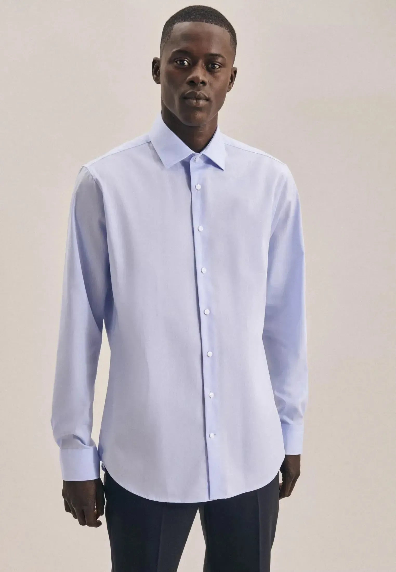 Shaped Fit No Iron Kent Collar Business Shirt Light Blue-seidensticker uk