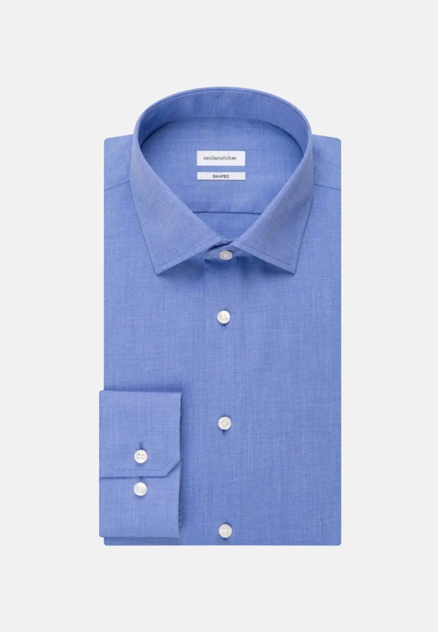 Seidensticker Shaped Fit No Iron Kent Collar Business Shirt Mid Blue - 01.241600-14-38 - seidensticker.co.uk