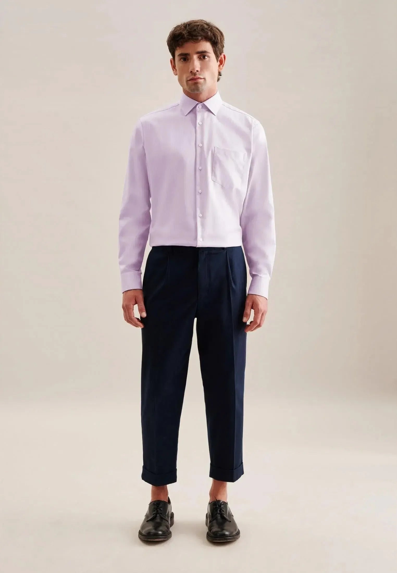 Shaped Fit No Iron New Kent Business Shirt Light Purple-seidensticker uk