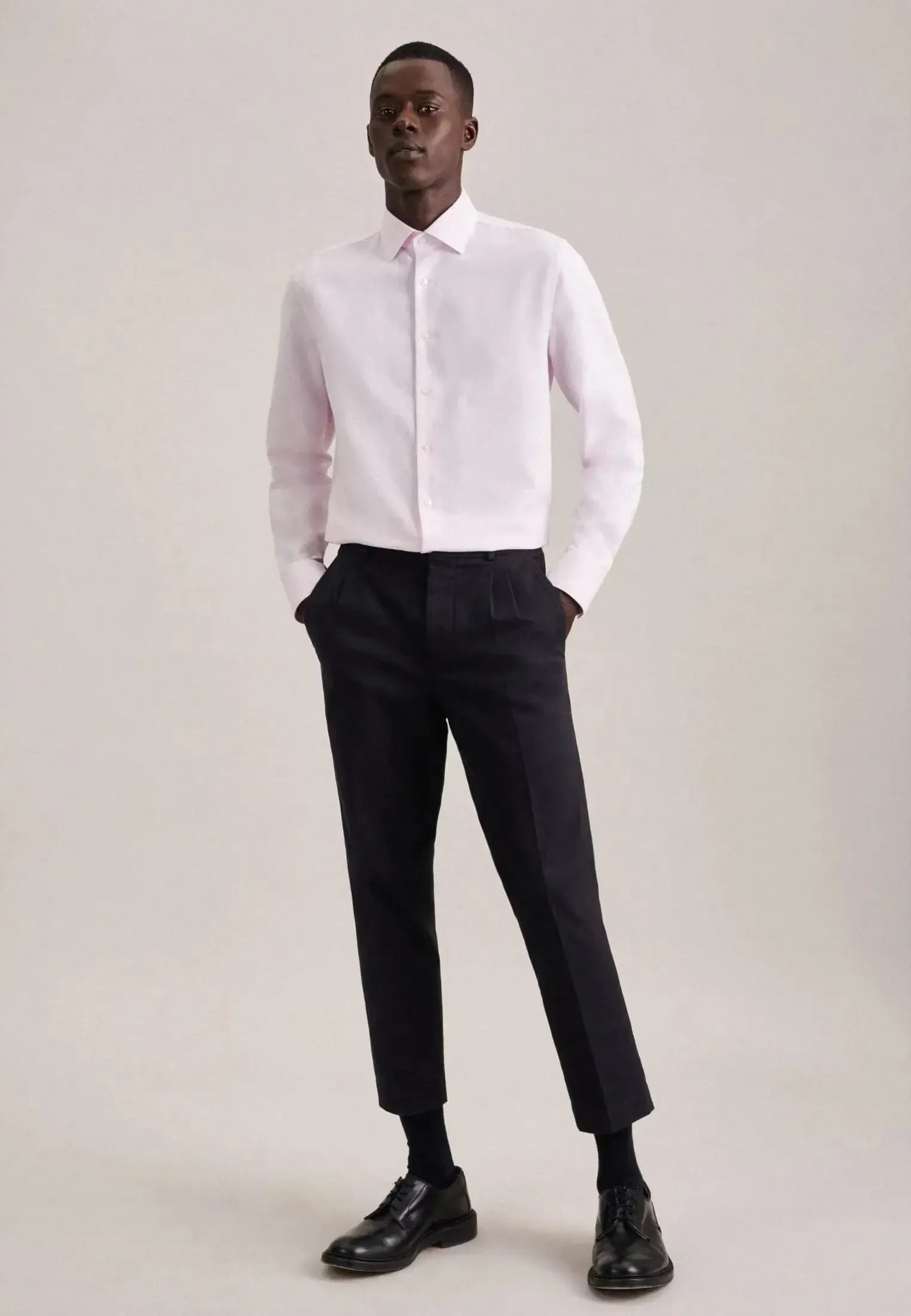 Shaped Fit No Iron New Kent Structured Business Shirt Pink-seidensticker uk