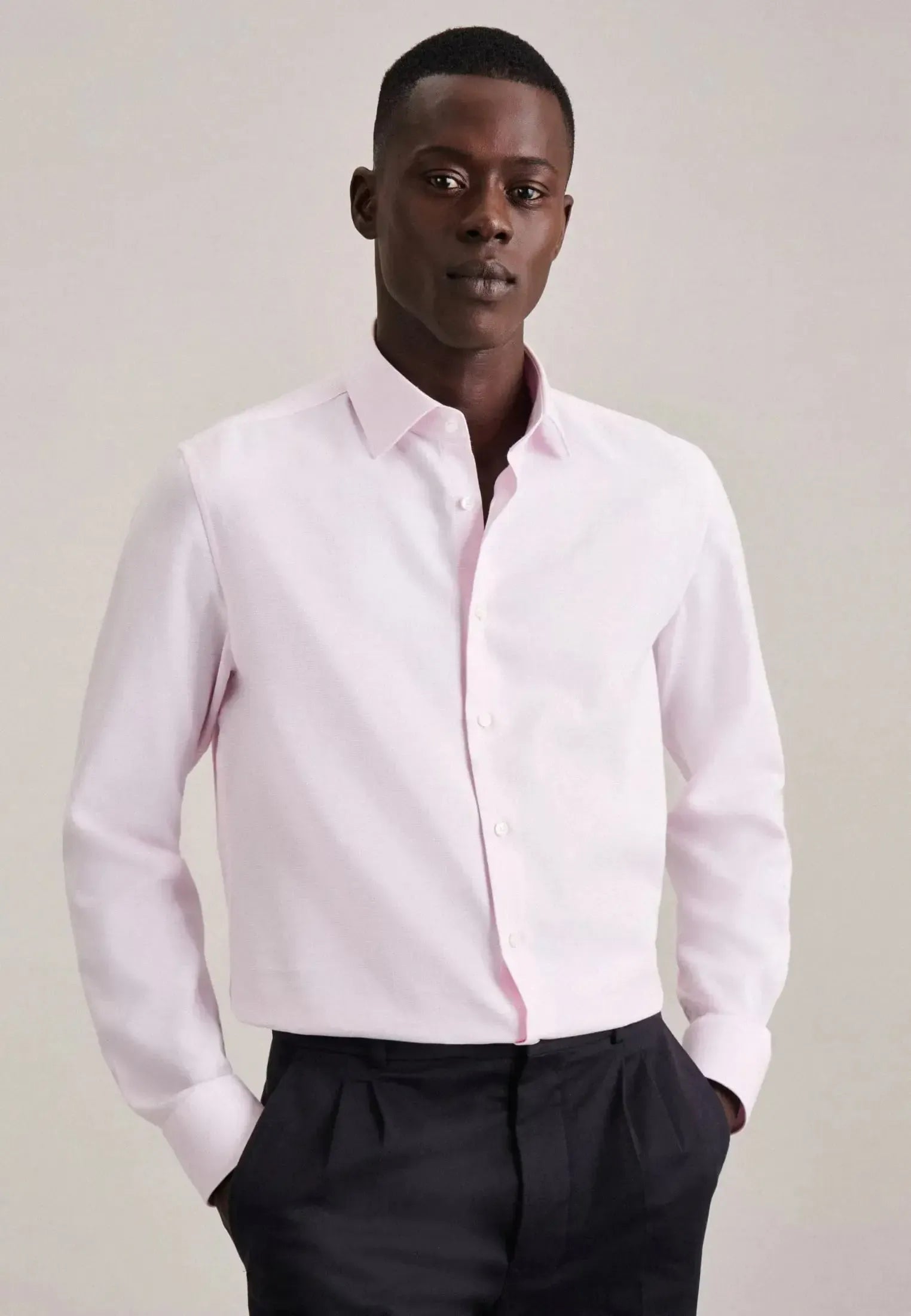 Shaped Fit No Iron New Kent Structured Business Shirt Pink-seidensticker uk