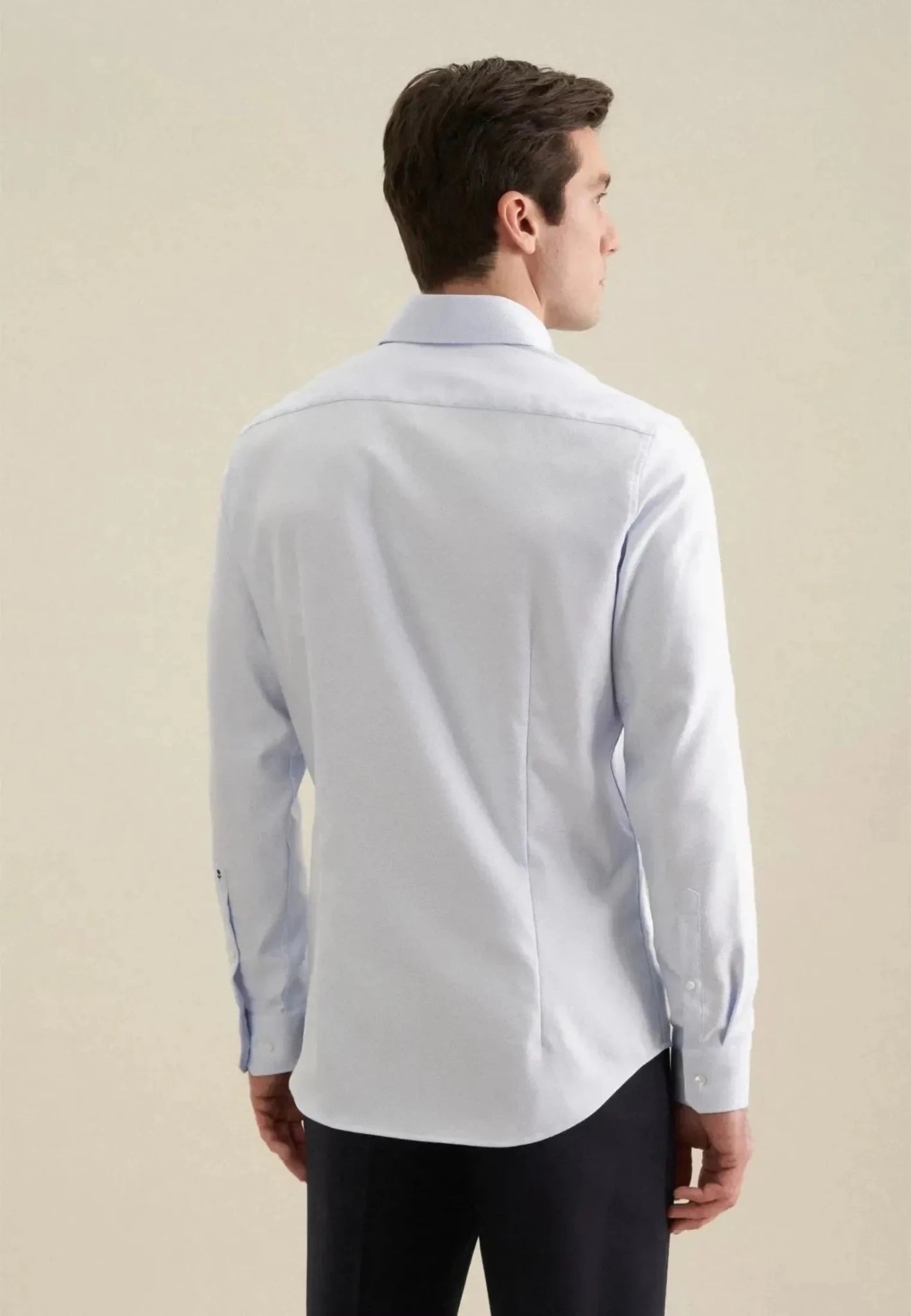 Seidensticker Shaped Fit No Iron Spread Kent Structured Business Shirt Light Blue 01.845657-10-38