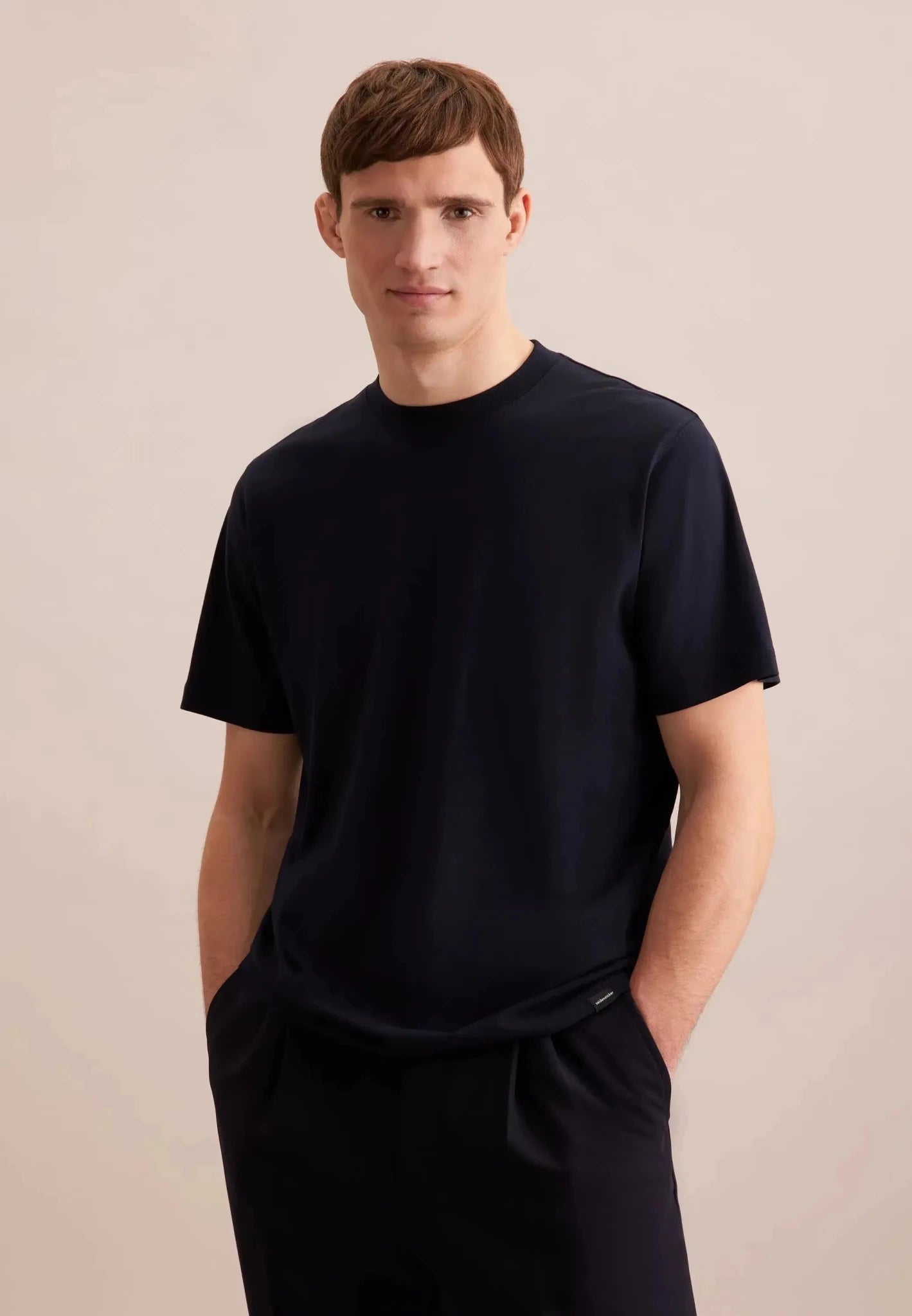 Seidensticker UK - Single Jersey T-Shirt Dark Blue - 01.140100-19-S