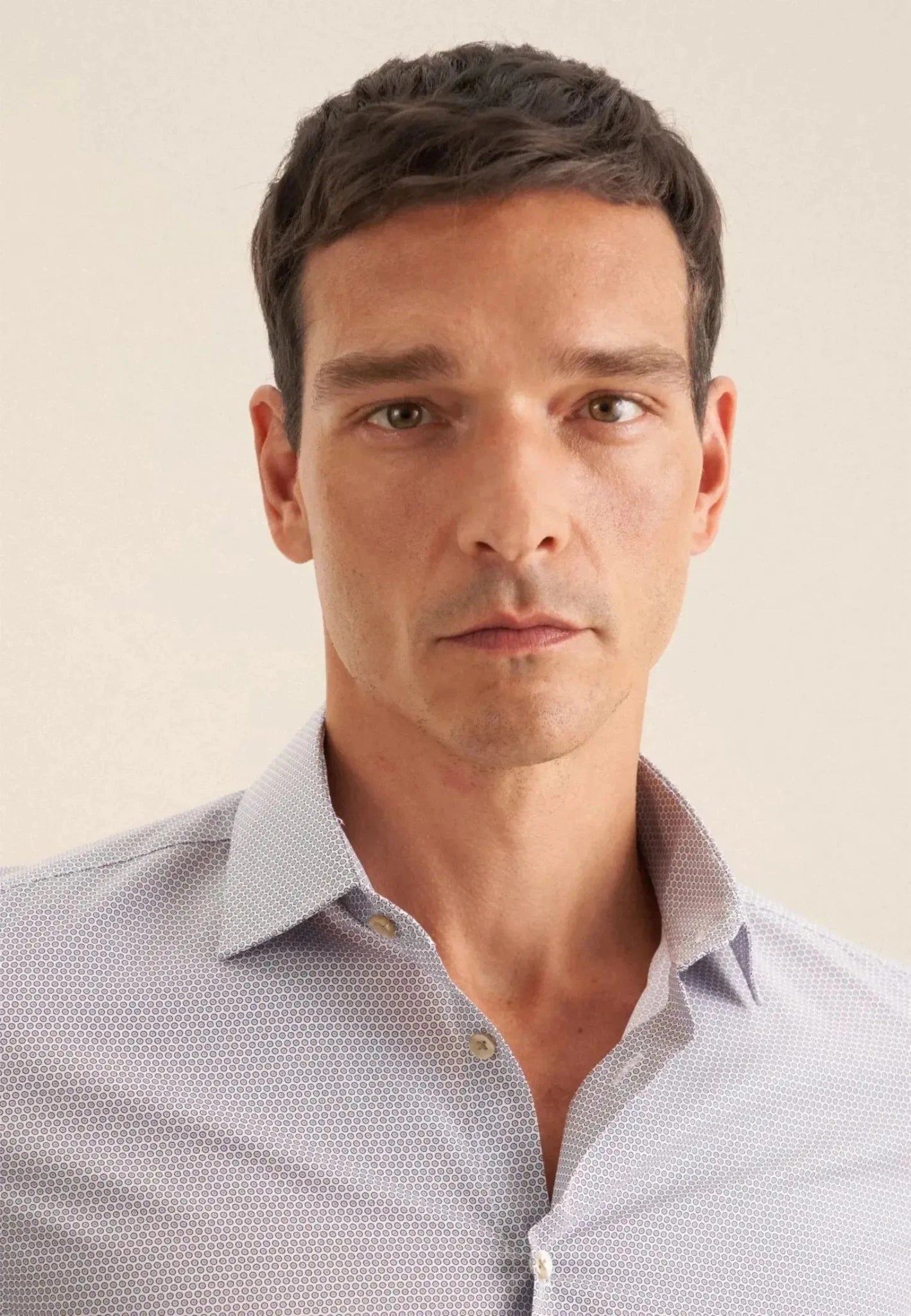 Seidensticker Slim Fit Business Kent Print Pattern Business Shirt Beige - 01.646460-06-37 - seidensticker.co.uk