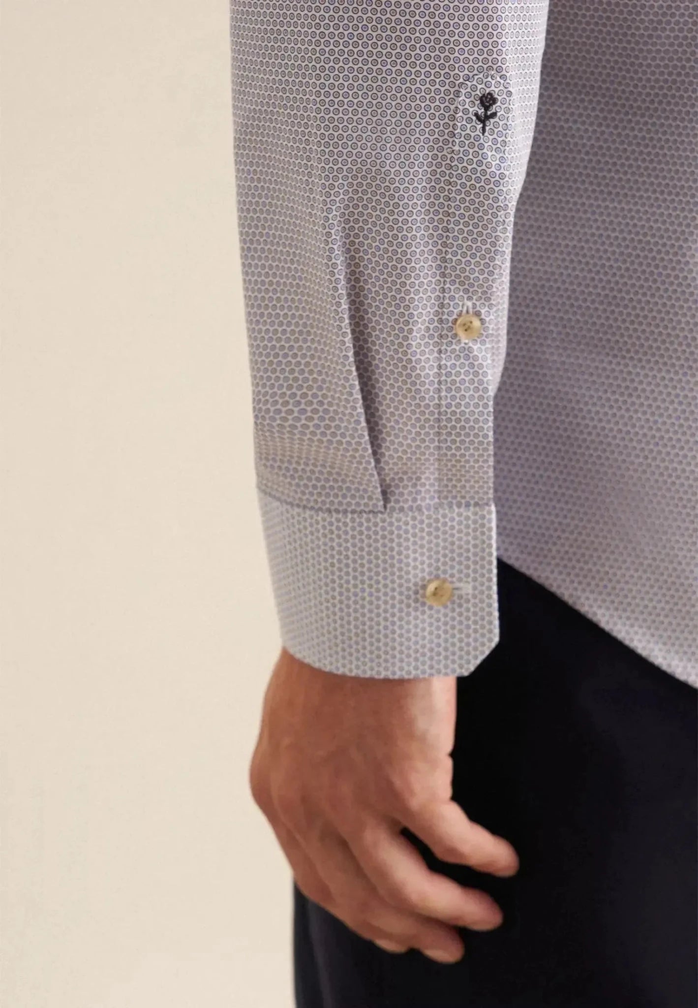 Seidensticker Slim Fit Business Kent Print Pattern Business Shirt Beige - 01.646460-06-37 - seidensticker.co.uk