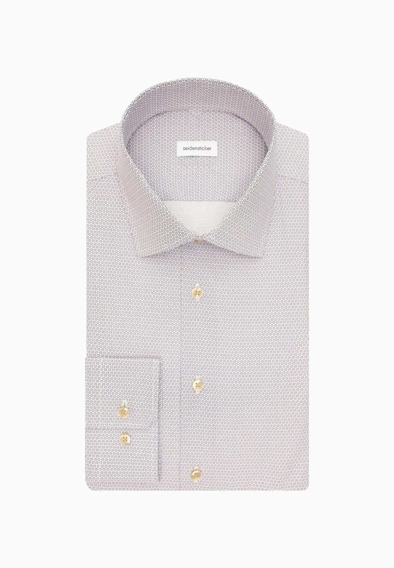 Slim Fit Business Kent Print Pattern Business Shirt Beige-seidensticker uk