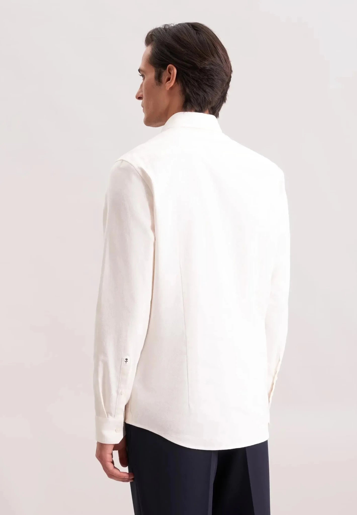 Seidensticker Slim Fit Button Down Flannel Shirt Ecru - 01.845633-02-38 - seidensticker.co.uk