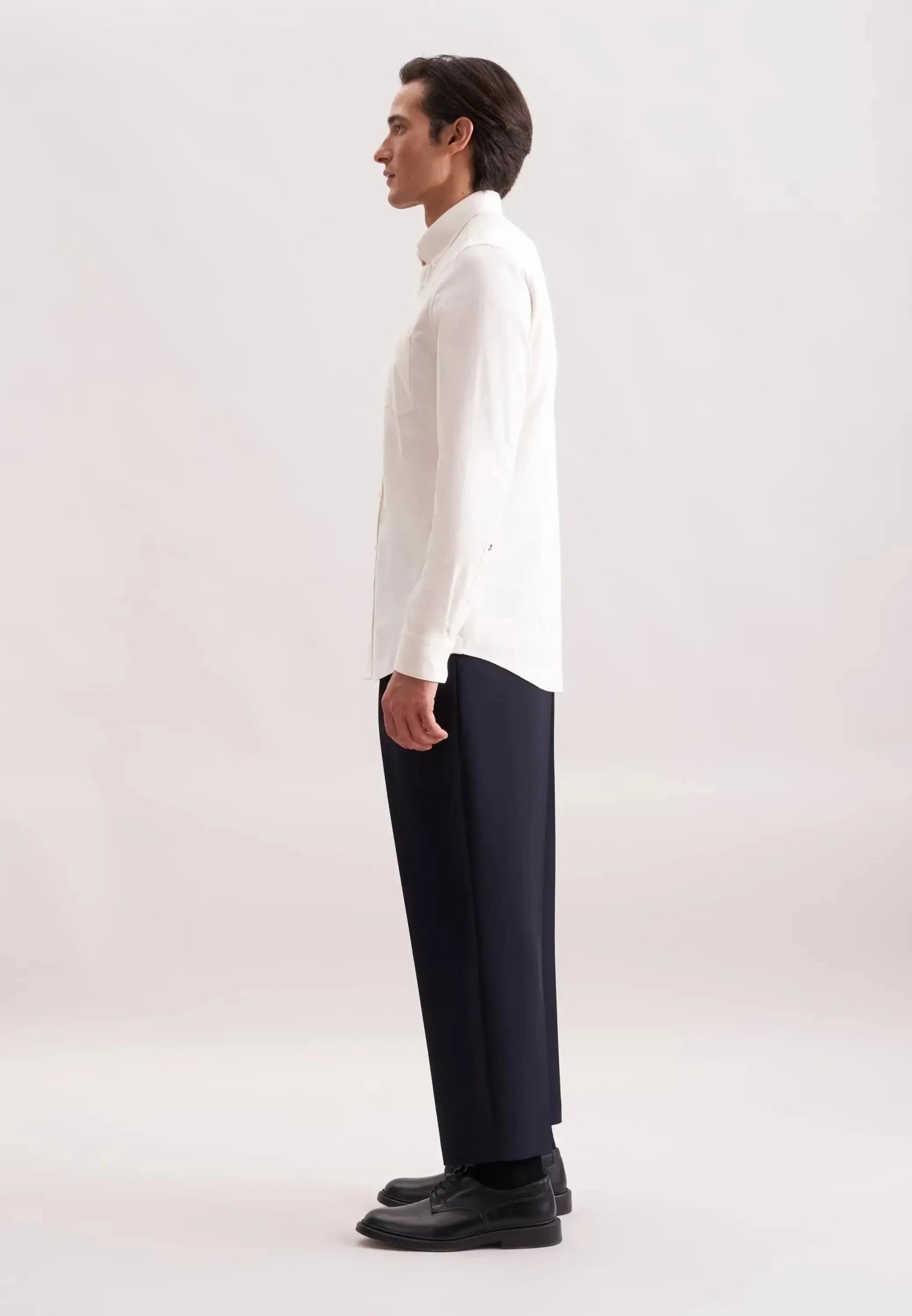 Seidensticker Slim Fit Button Down Flannel Shirt Ecru - 01.845633-02-38 - seidensticker.co.uk