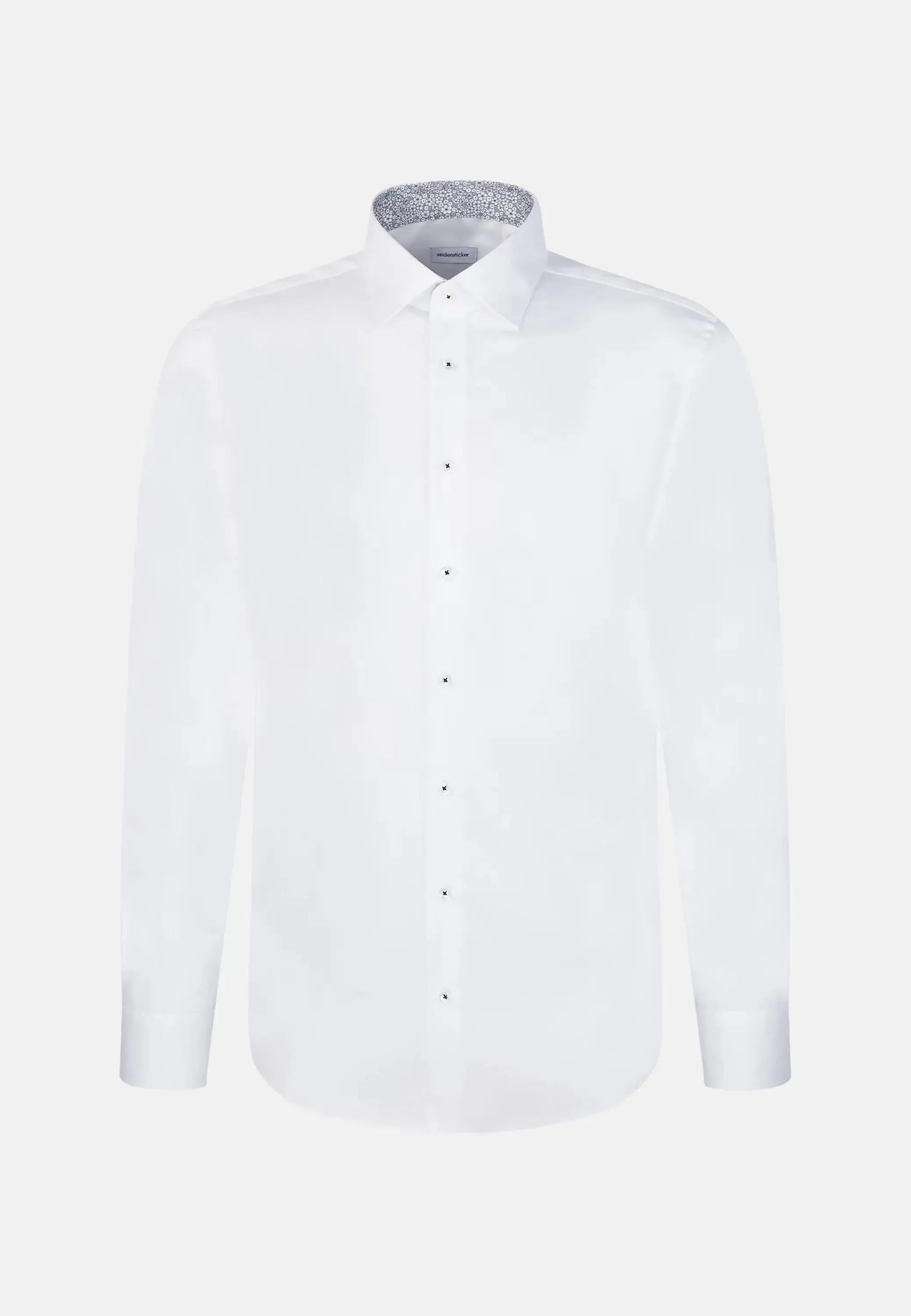 Slim Fit Easy Iron Business Kent Contrast Patch Business Shirt White-seidensticker uk