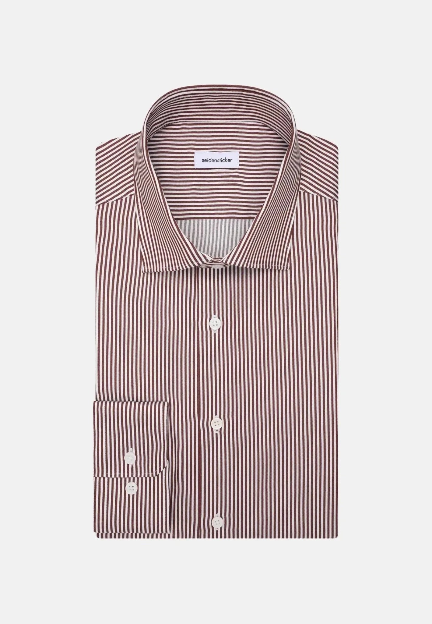 Seidensticker UK - Slim Fit Easy Iron New Kent Striped Business Shirt Burgundy - 01.645080-49-37