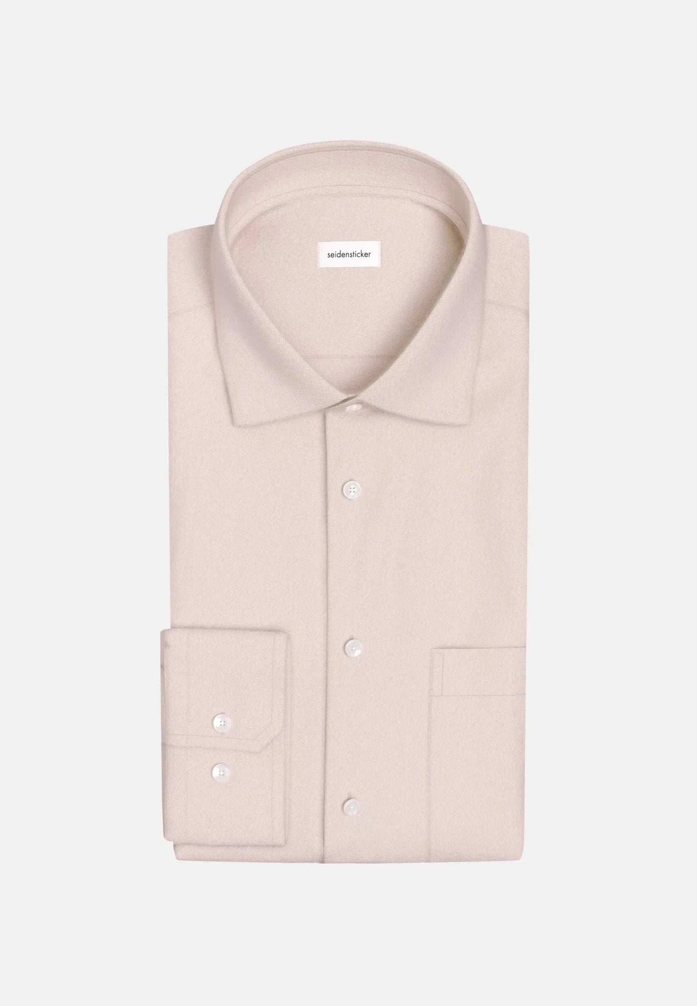 Seidensticker Slim Fit New Kent Flannel Shirt Beige - 01.845321-06-38 - seidensticker.co.uk