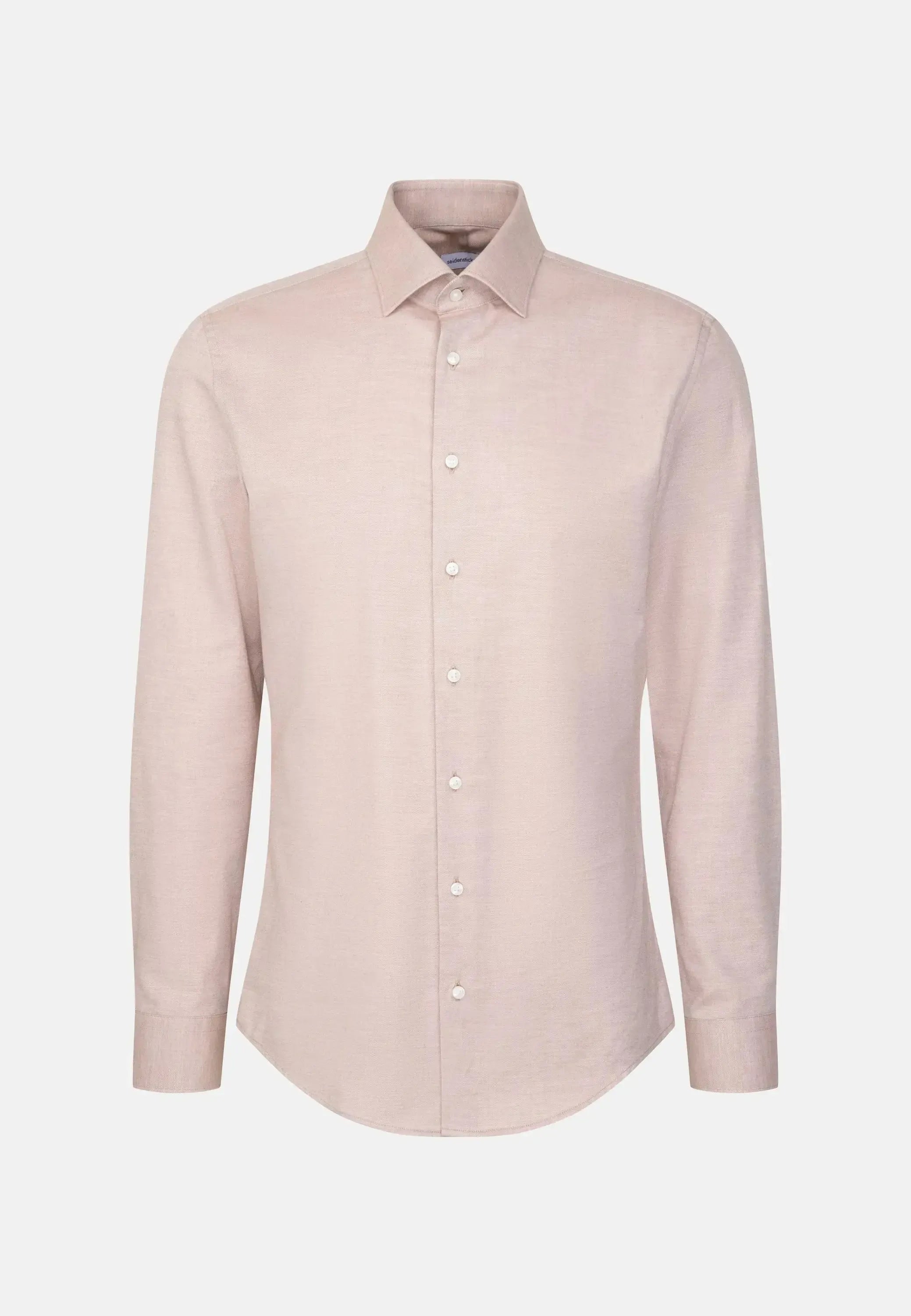 Slim Fit New Kent Flannel Shirt Beige-seidensticker uk