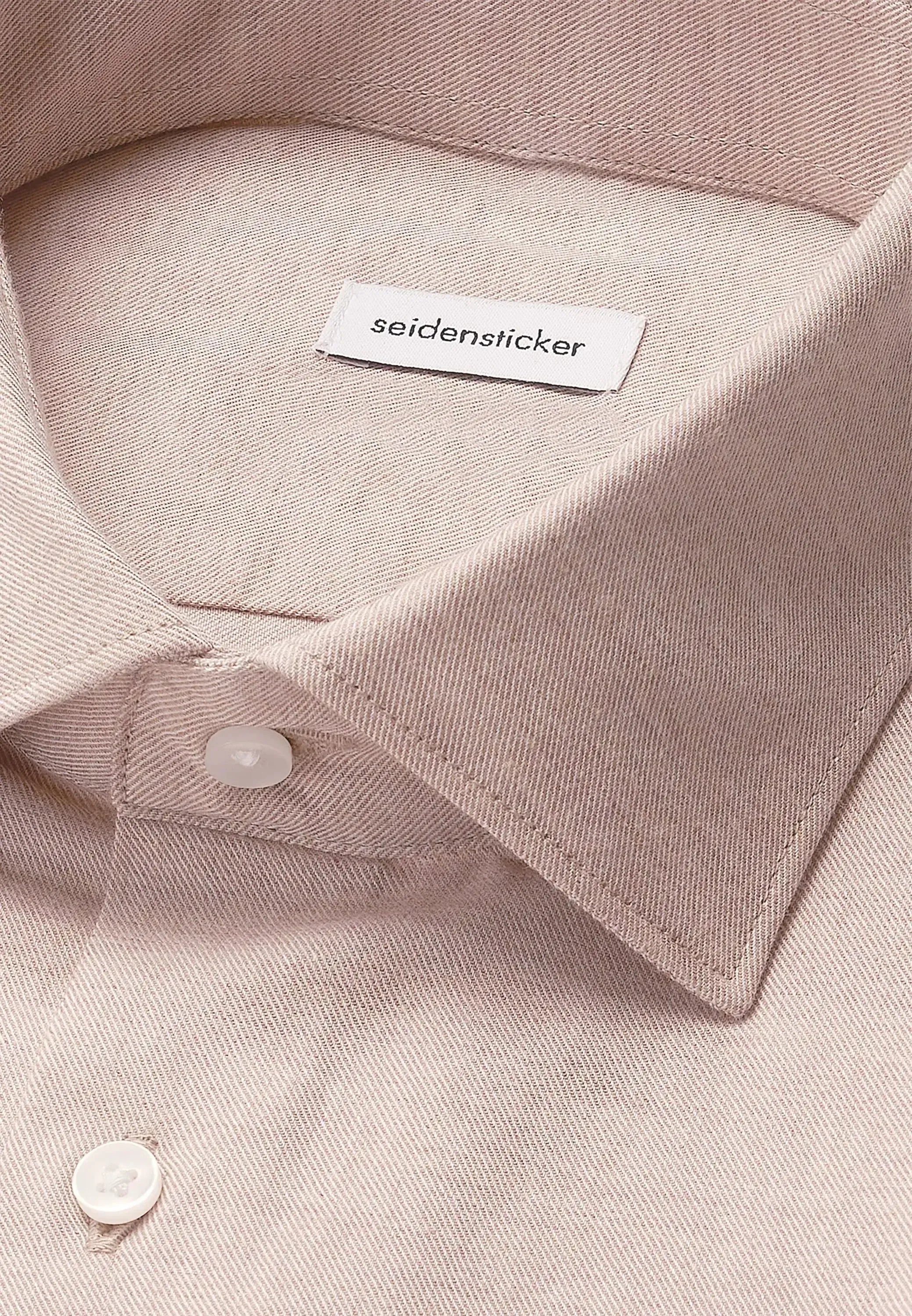 Slim Fit New Kent Flannel Shirt Beige-seidensticker uk