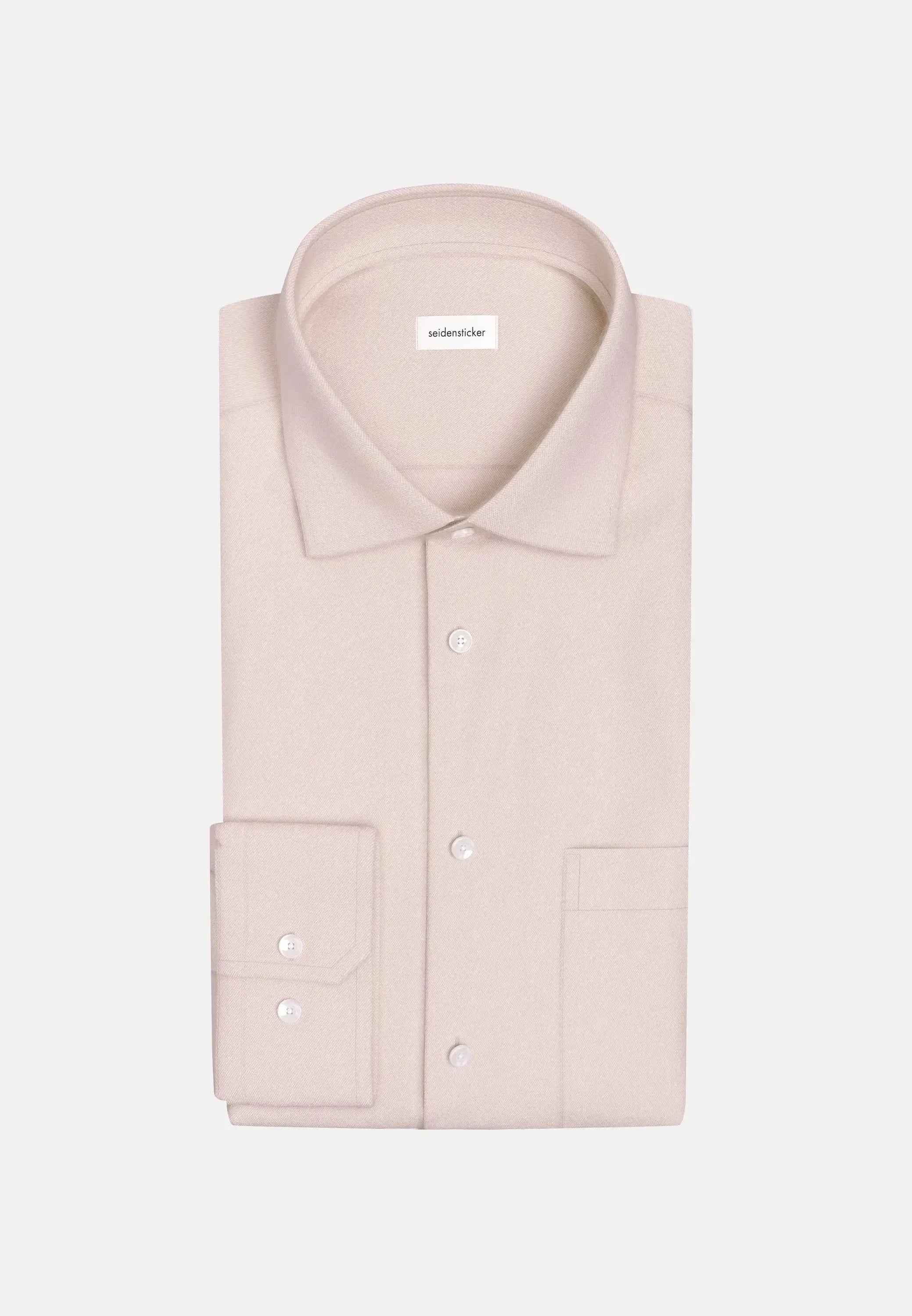 Slim Fit New Kent Flannel Shirt Beige-seidensticker uk