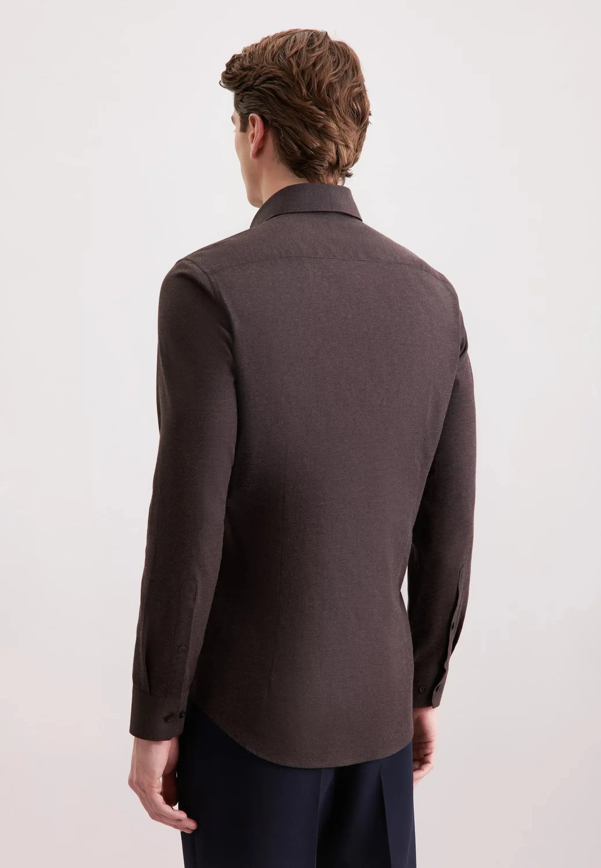 Slim Fit New Kent Flannel Shirt Brown-seidensticker uk