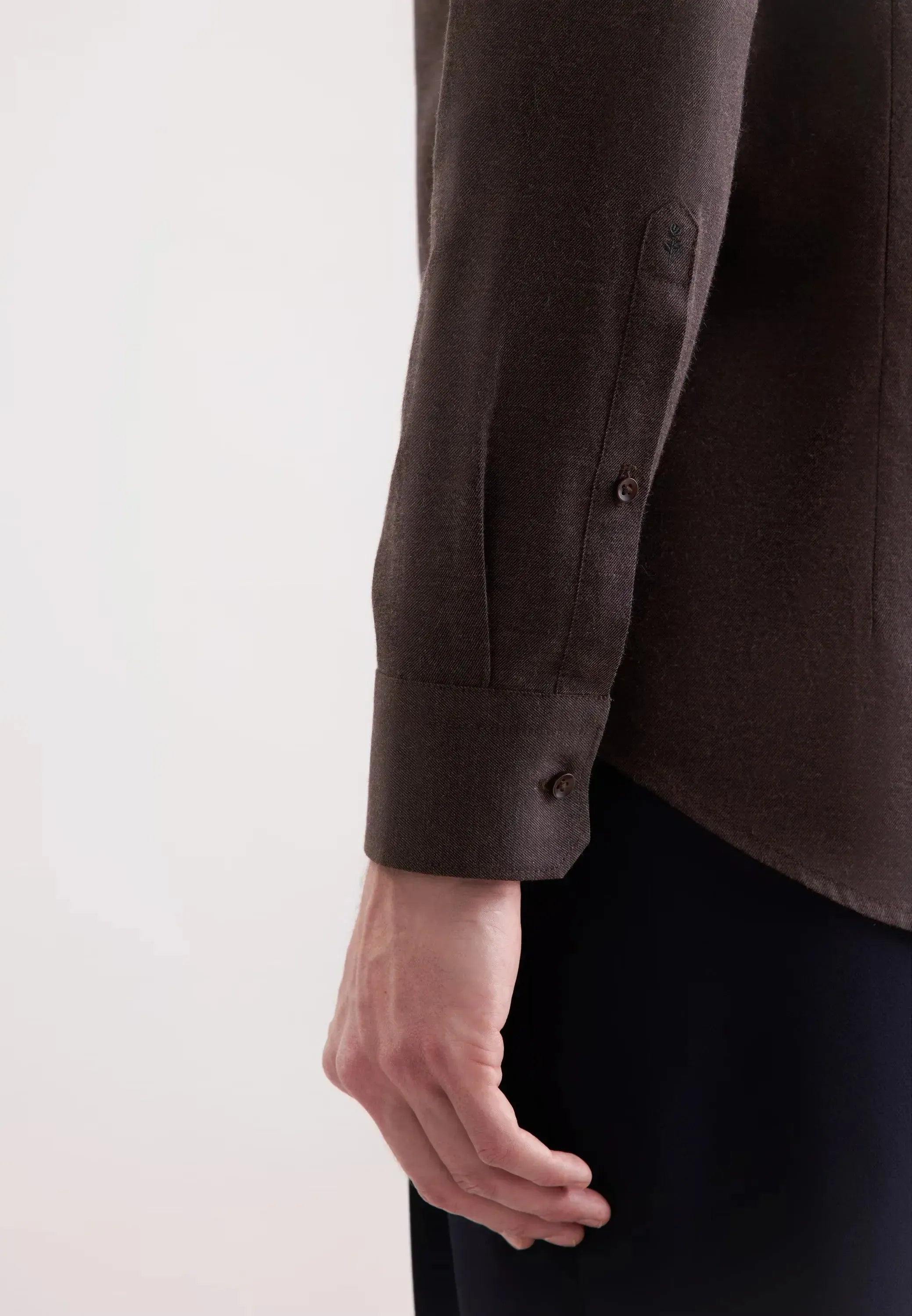 Slim Fit New Kent Flannel Shirt Brown-seidensticker uk