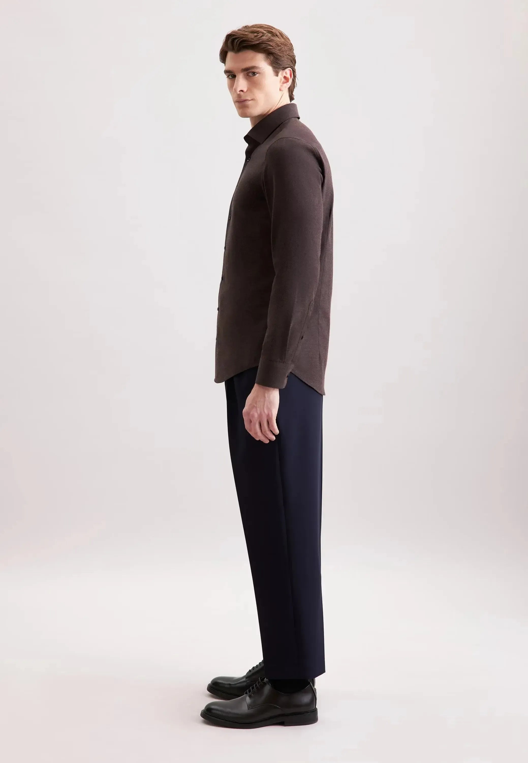 Slim Fit New Kent Flannel Shirt Brown-seidensticker uk