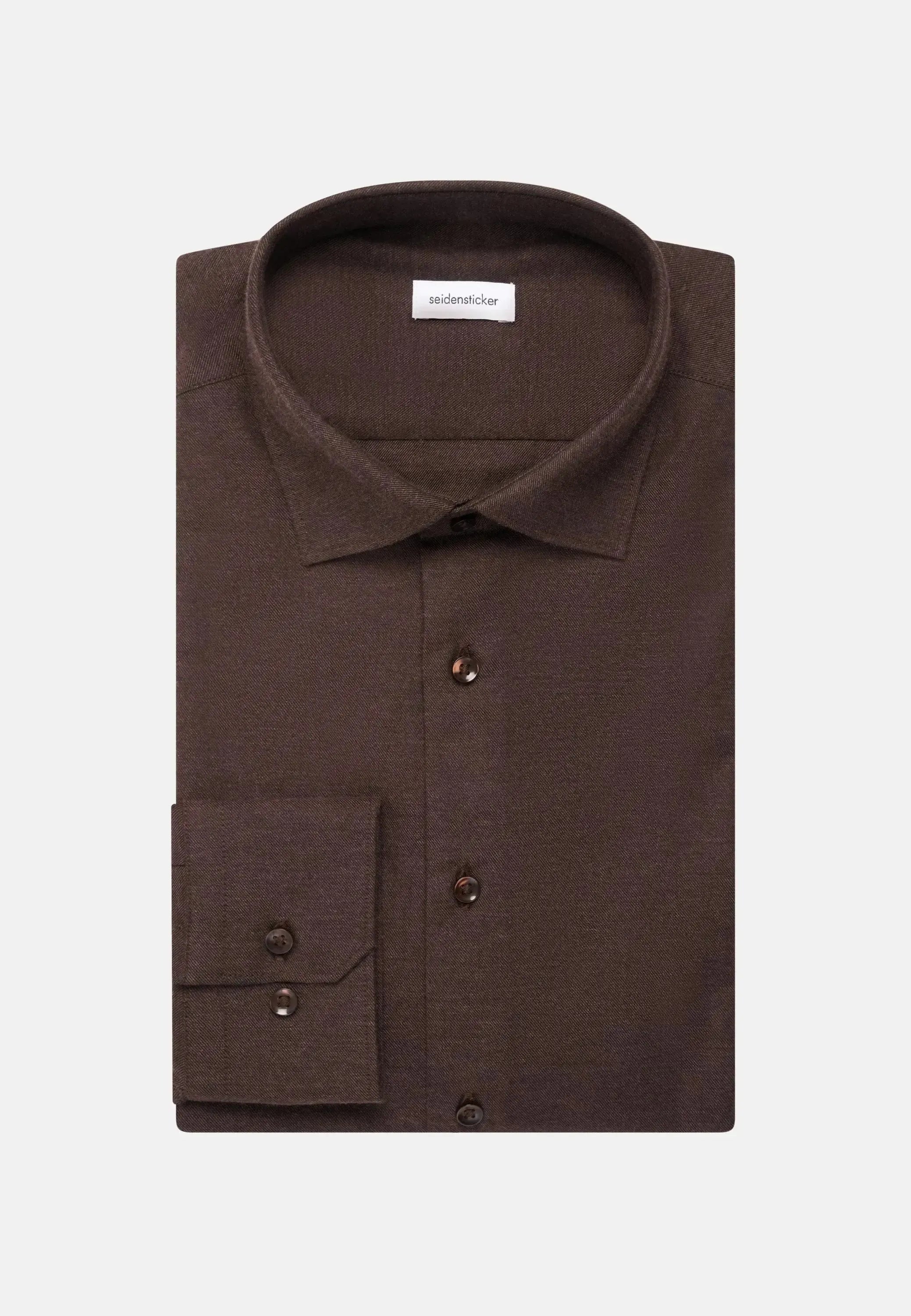 Slim Fit New Kent Flannel Shirt Brown-seidensticker uk