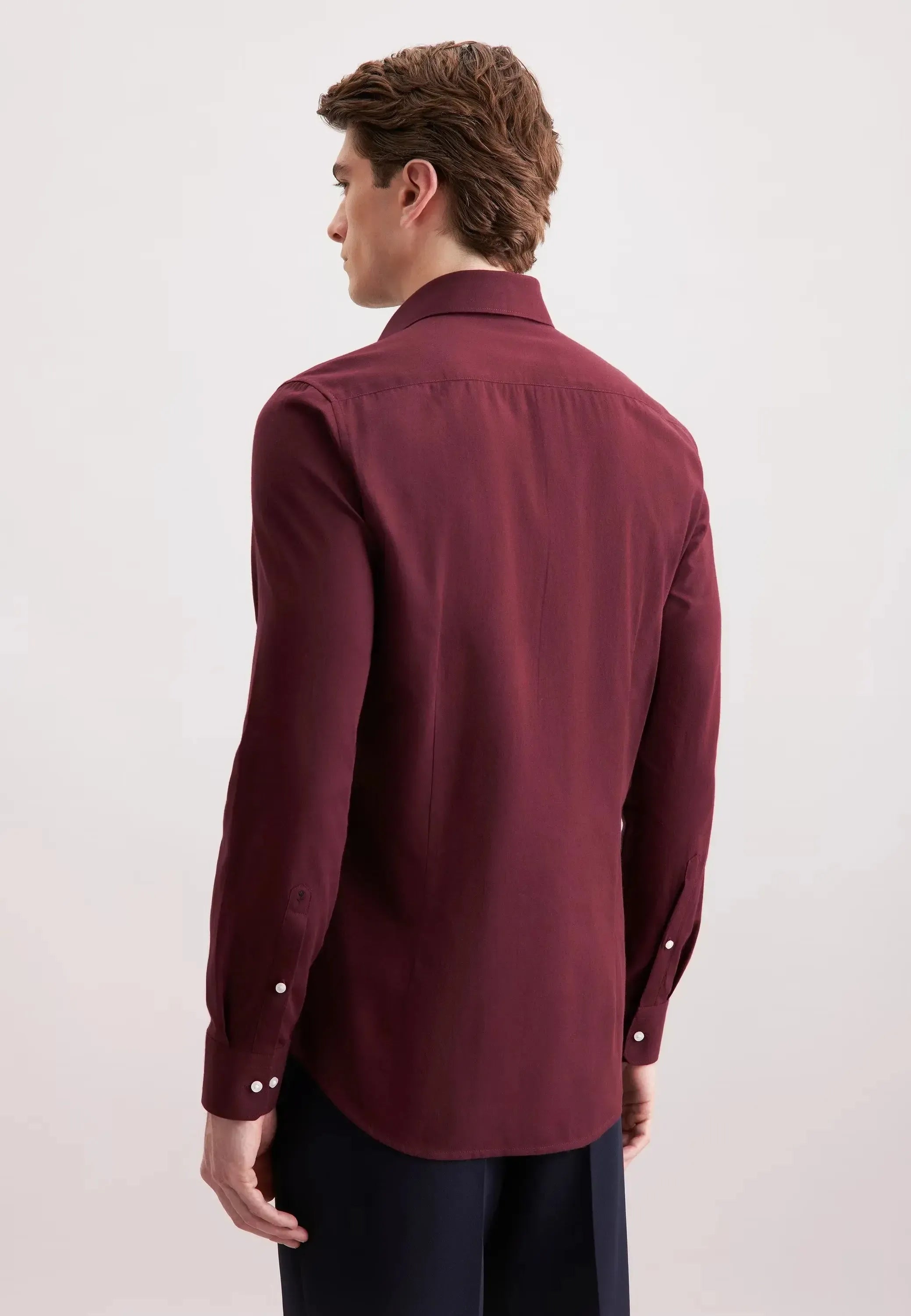 Slim Fit New Kent Flannel Shirt Burgundy-seidensticker uk