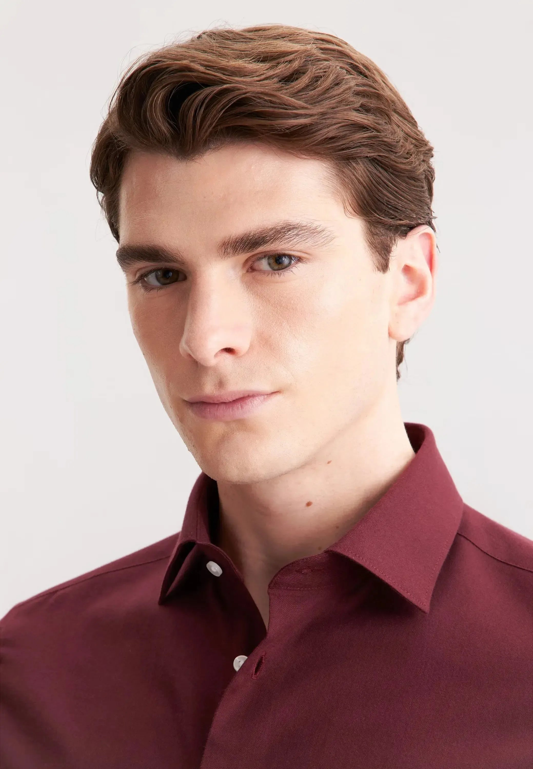 Slim Fit New Kent Flannel Shirt Burgundy-seidensticker uk