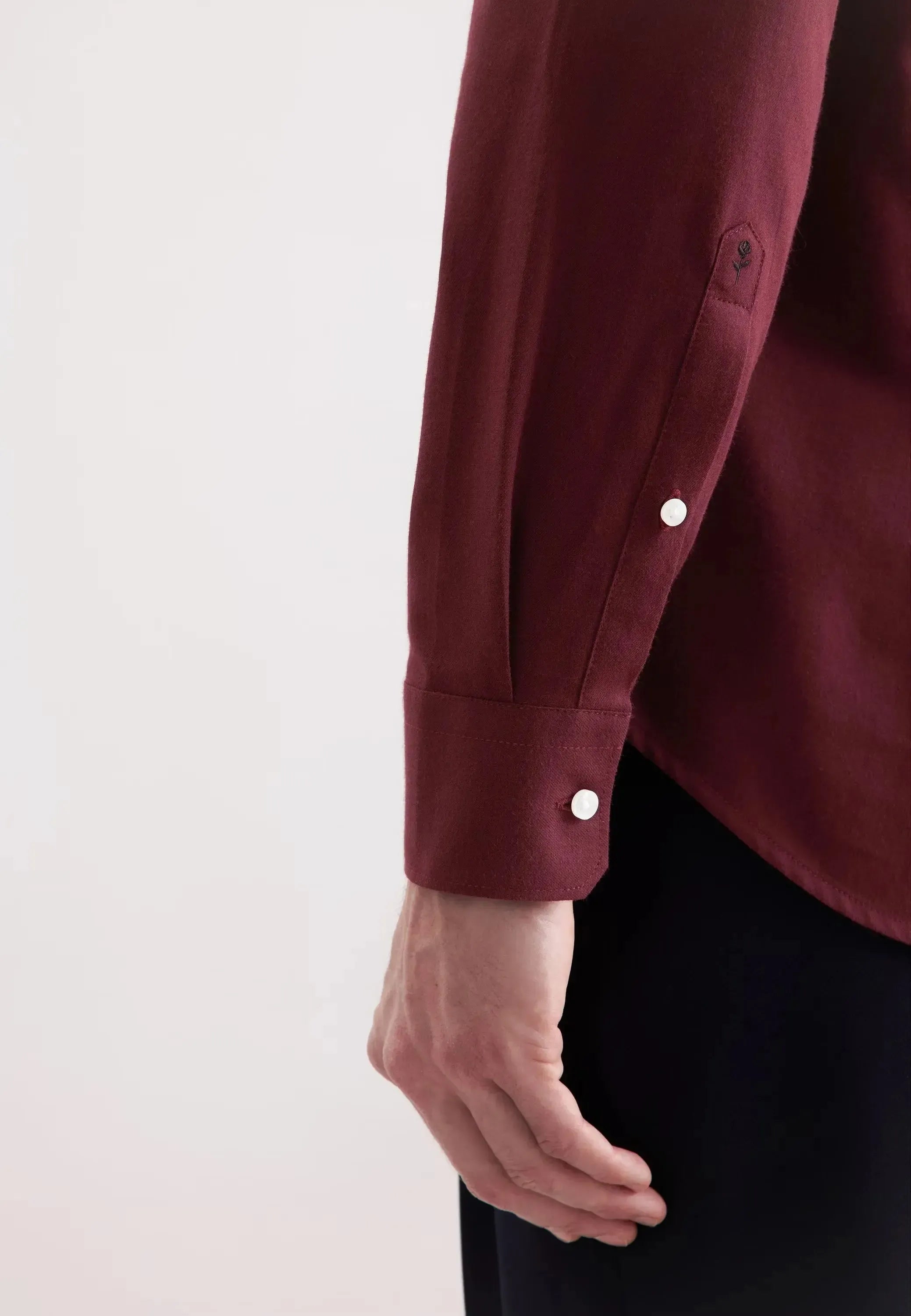 Slim Fit New Kent Flannel Shirt Burgundy-seidensticker uk