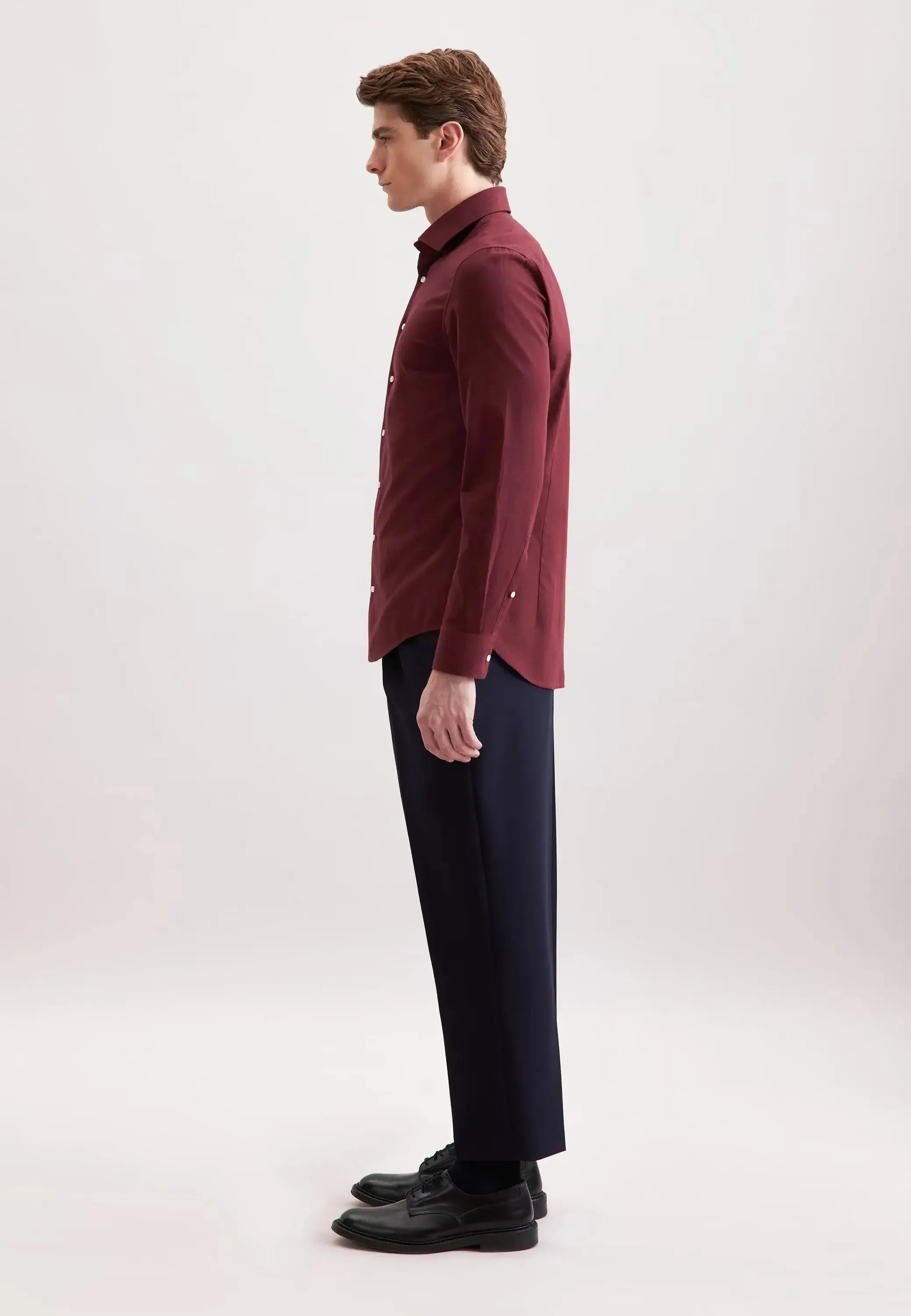 Slim Fit New Kent Flannel Shirt Burgundy-seidensticker uk