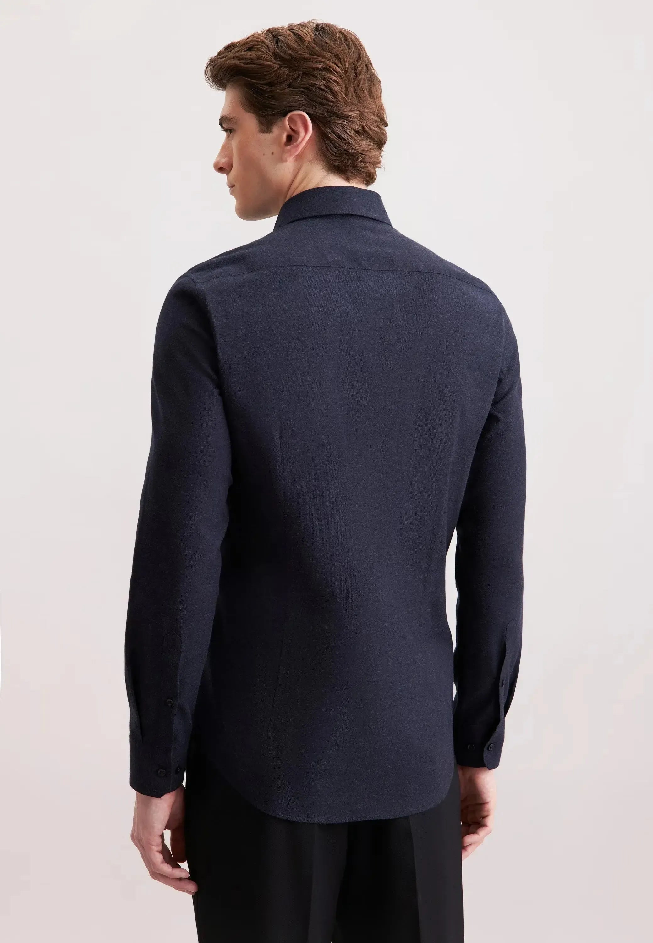 Slim Fit New Kent Flannel Shirt Dark Blue-seidensticker uk