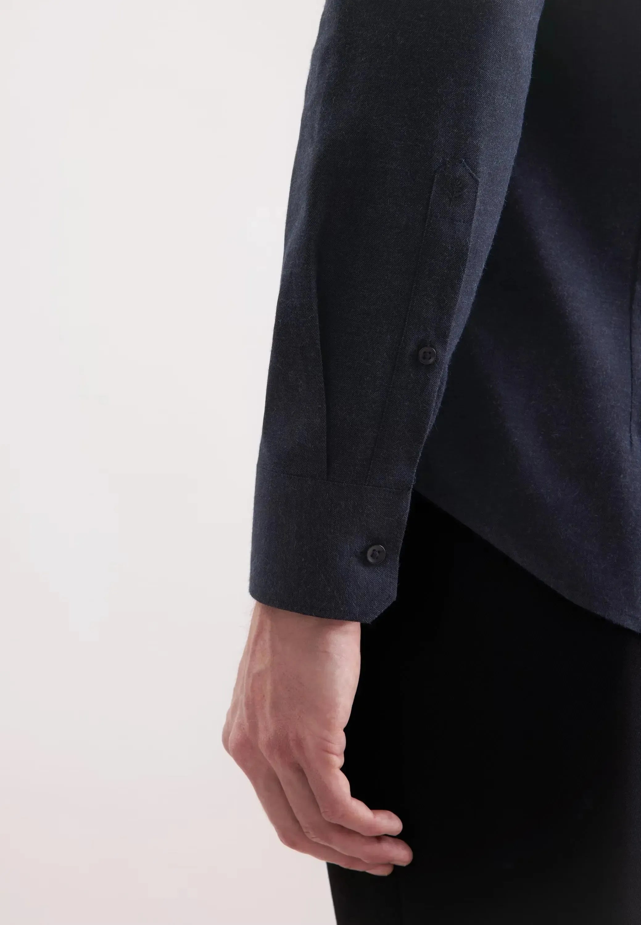 Slim Fit New Kent Flannel Shirt Dark Blue-seidensticker uk