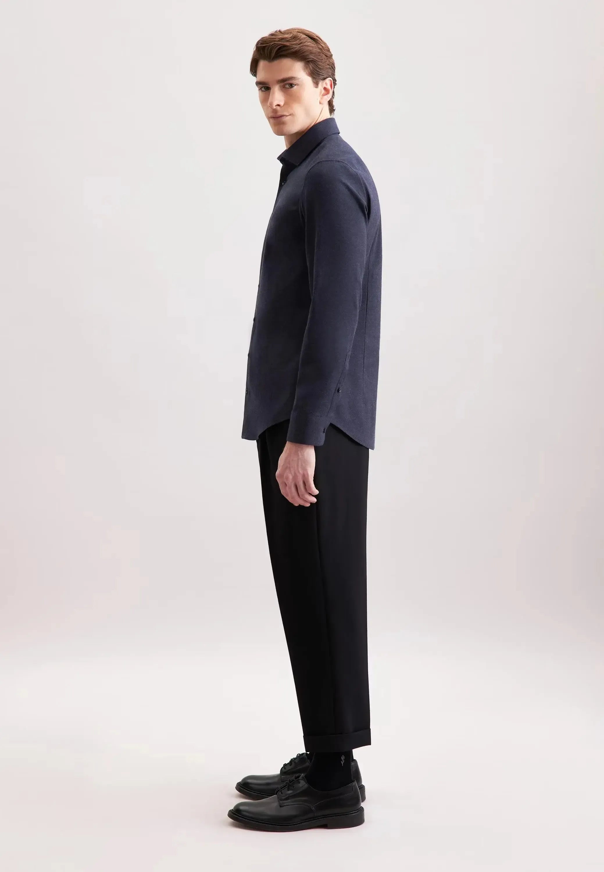 Slim Fit New Kent Flannel Shirt Dark Blue-seidensticker uk
