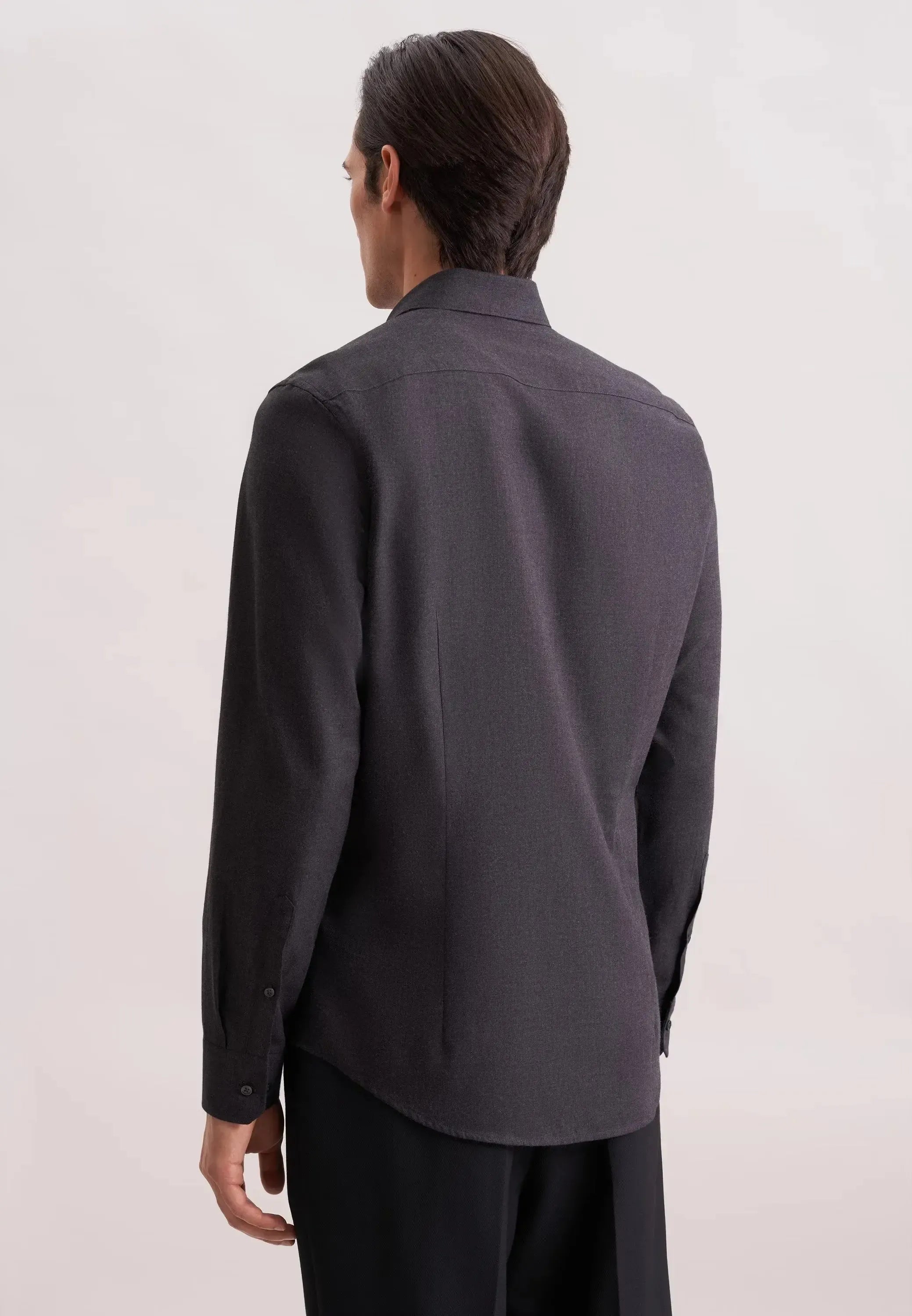 Slim Fit New Kent Flannel Shirt Grey-seidensticker uk