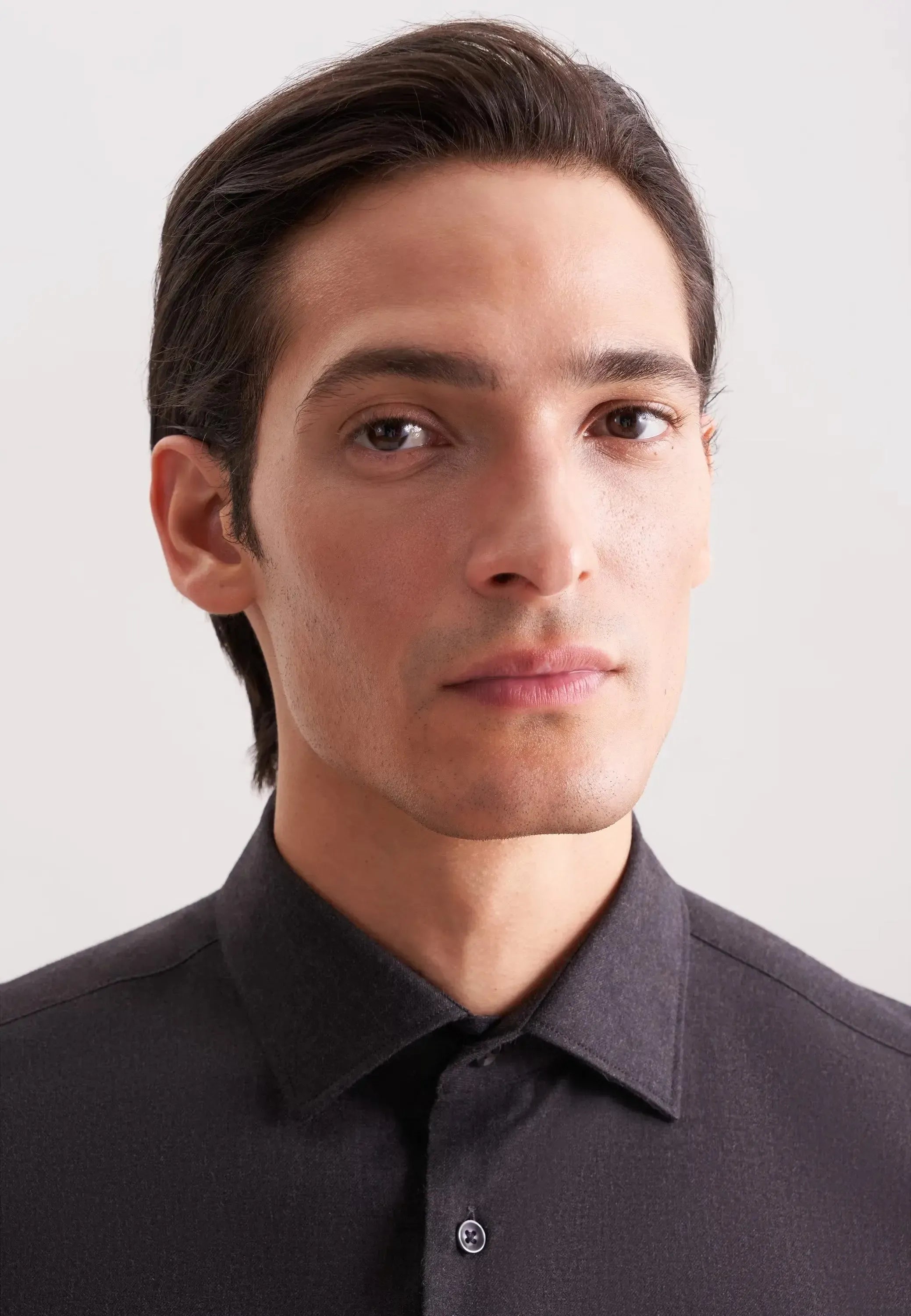 Slim Fit New Kent Flannel Shirt Grey-seidensticker uk