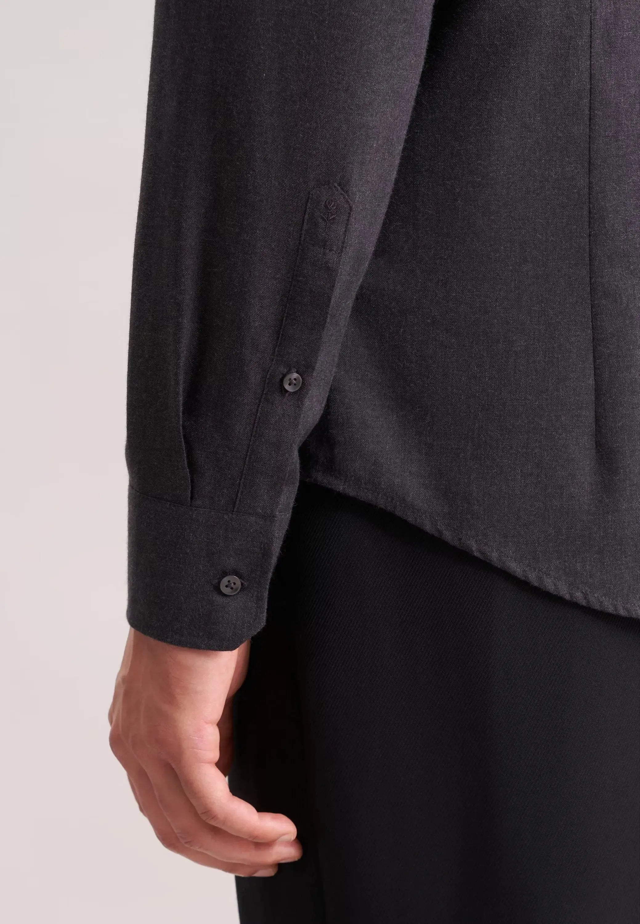 Slim Fit New Kent Flannel Shirt Grey-seidensticker uk