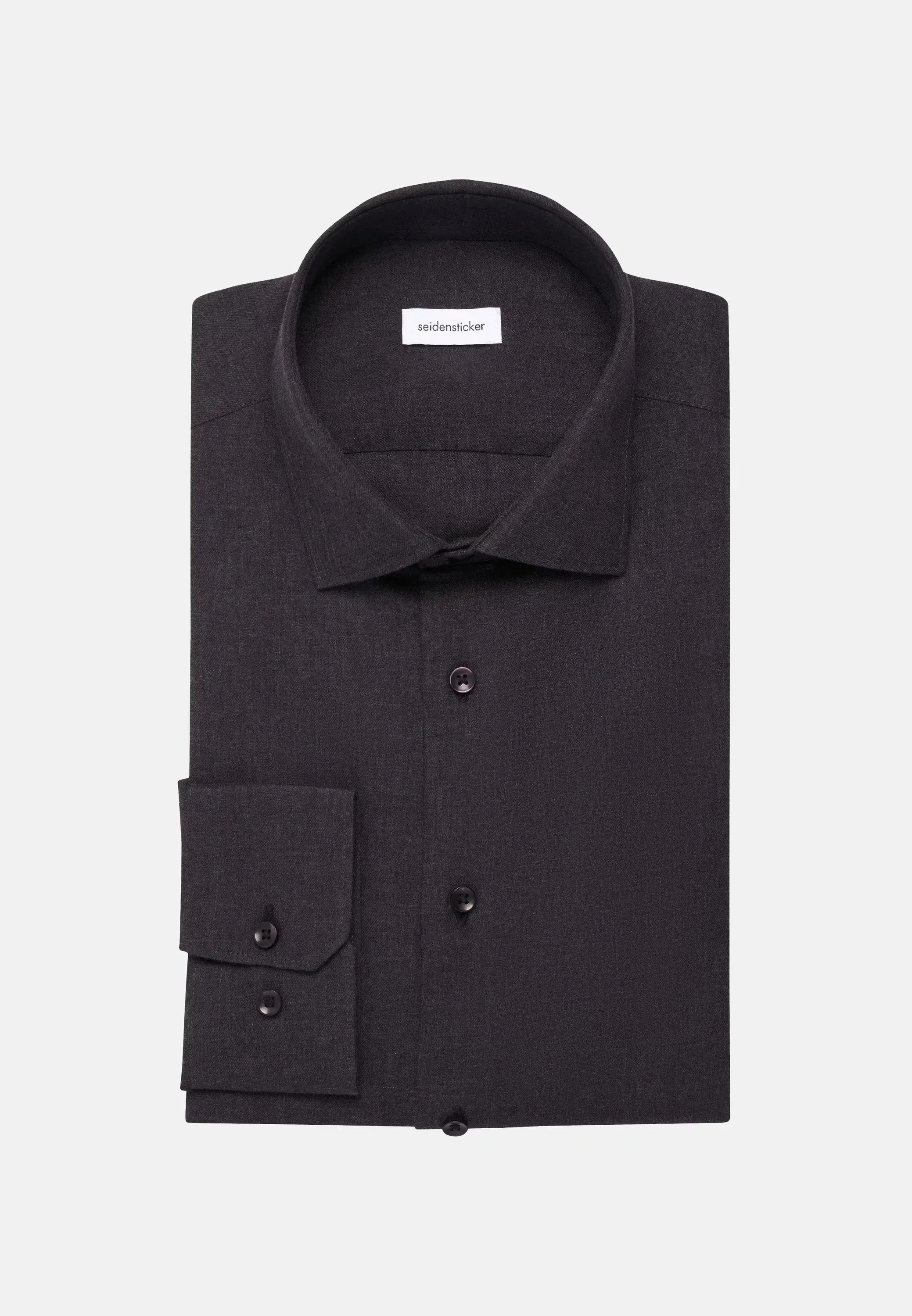 Slim Fit New Kent Flannel Shirt Grey-seidensticker uk