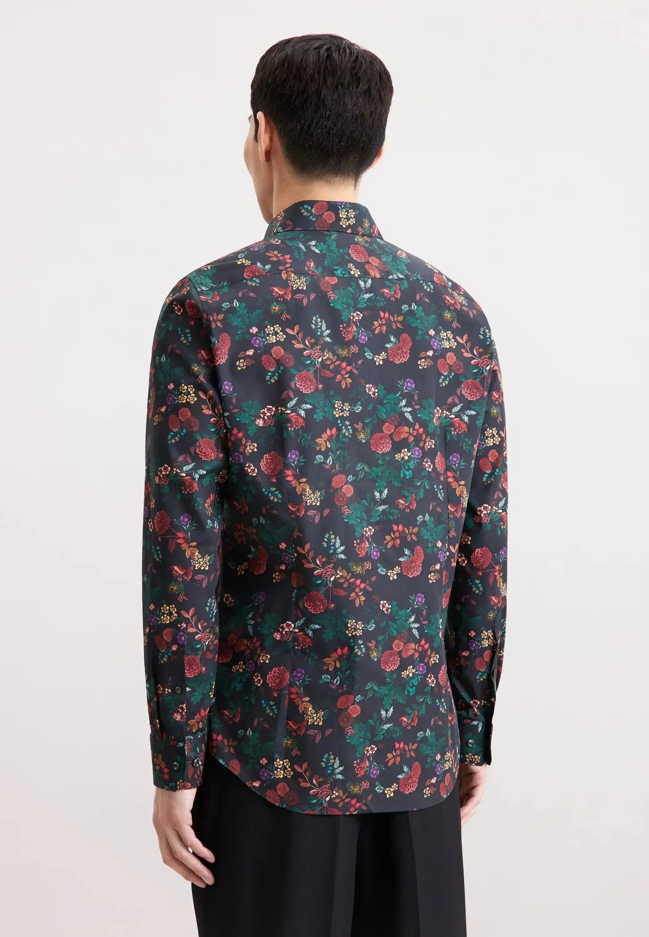 Slim Fit New Kent Floral Shirt Grey-seidensticker uk