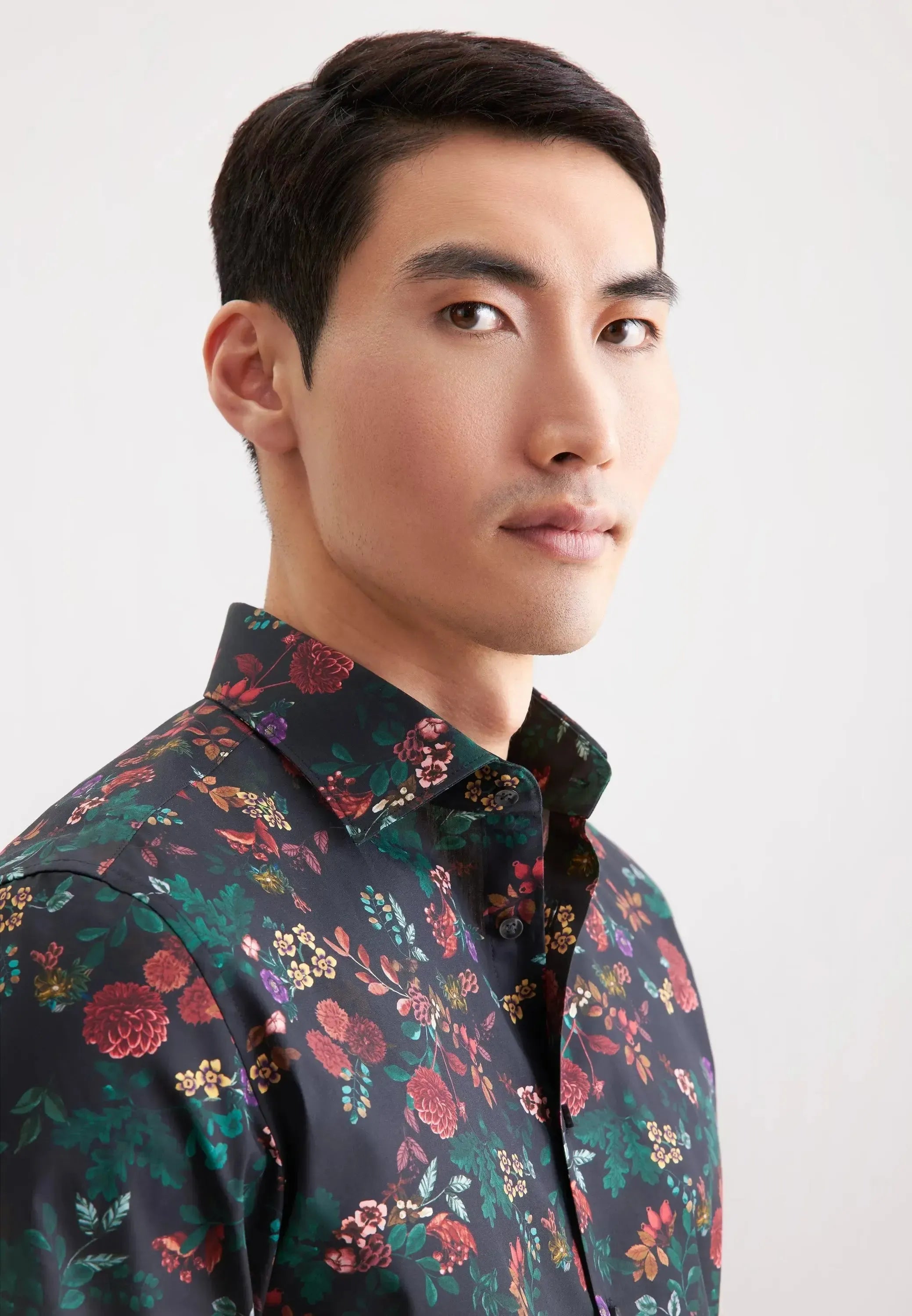 Slim Fit New Kent Floral Shirt Grey-seidensticker uk