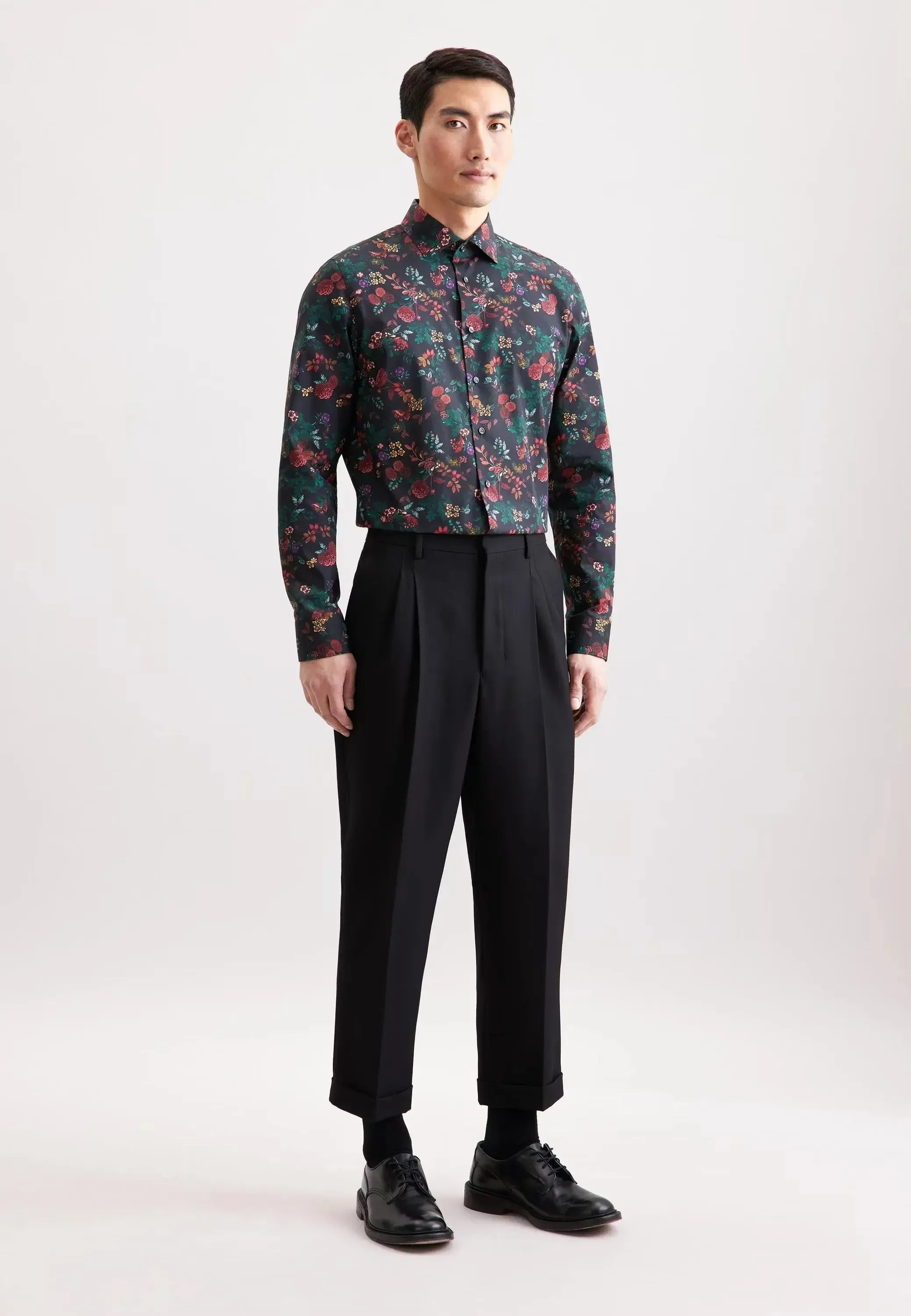 Slim Fit New Kent Floral Shirt Grey-seidensticker uk