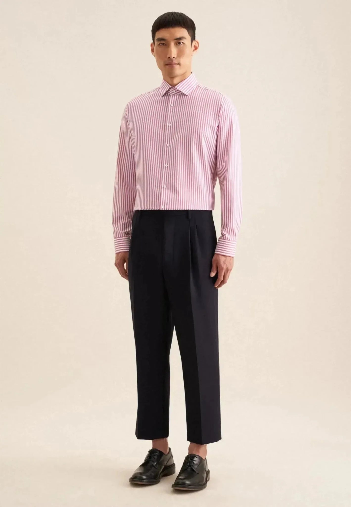 Seidensticker Slim Fit No Iron New Kent Striped Business Shirt Dark Pink - 01.643550-43-38 - seidensticker.co.uk