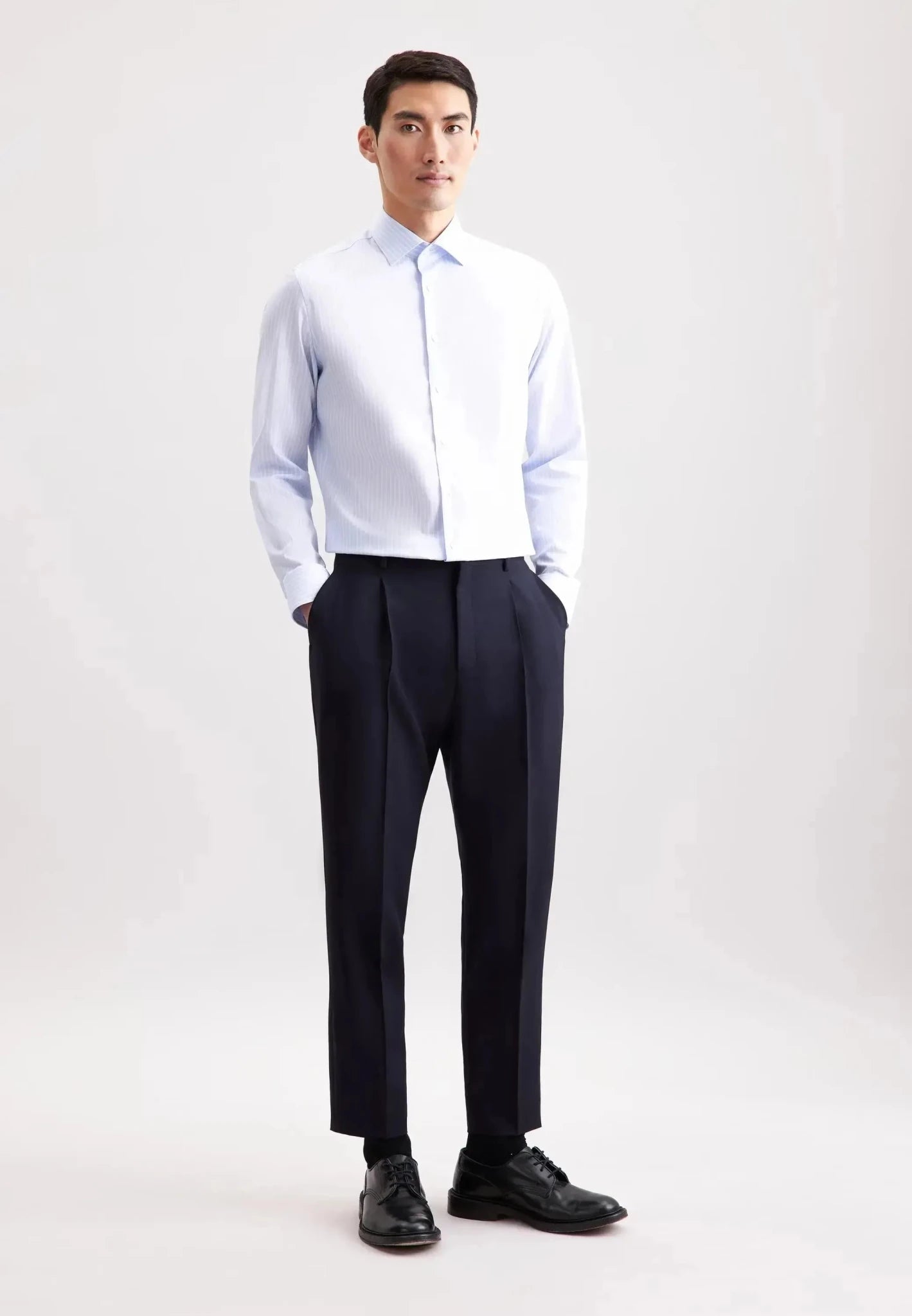 Seidensticker Slim Fit No Iron New Kent Striped Business Shirt Light Blue - 01.845435-10-37 - seidensticker.co.uk