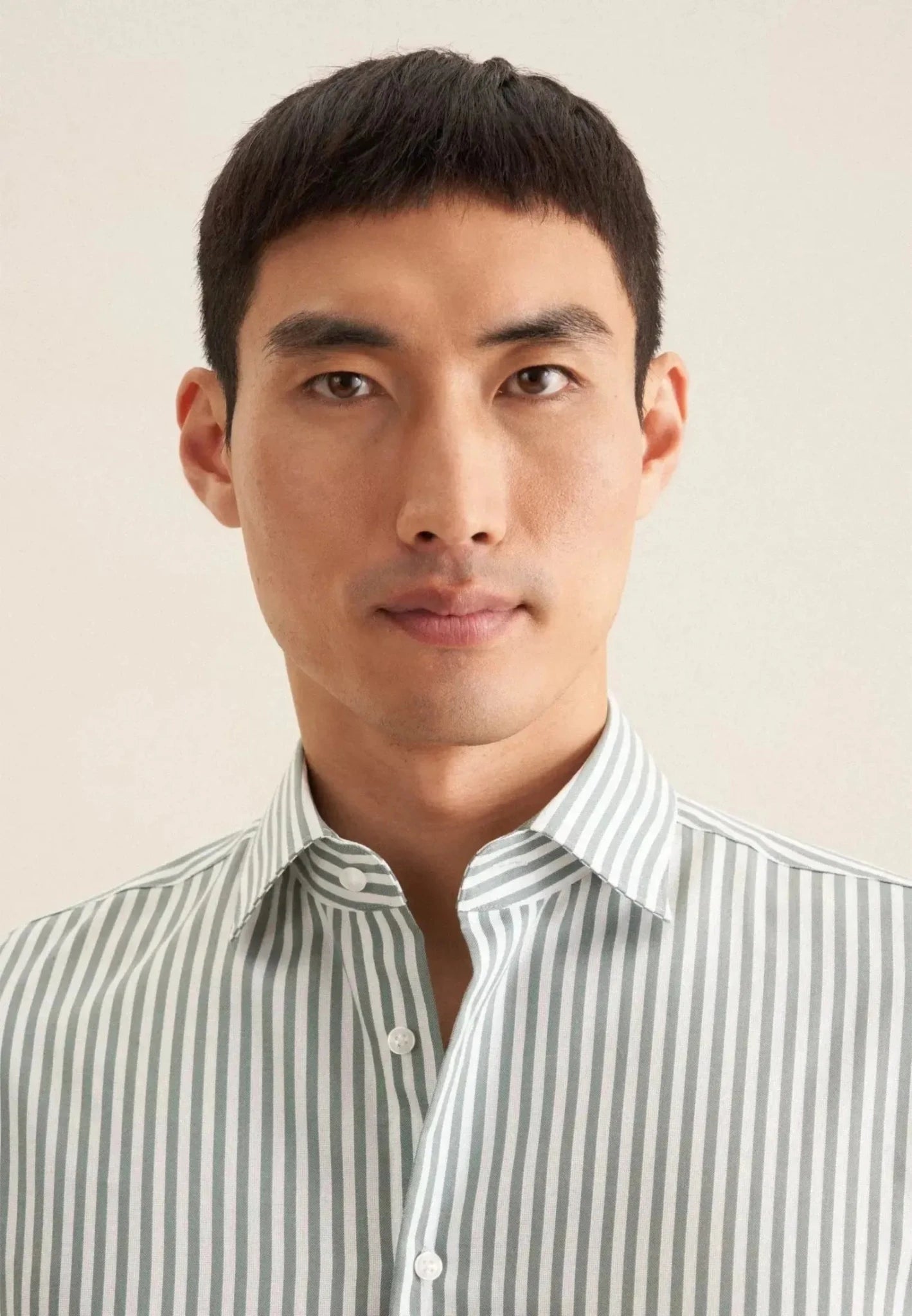 Seidensticker Slim Fit No Iron New Kent Striped Business Shirt Mid Green - 01.643550-72-38 - seidensticker.co.uk