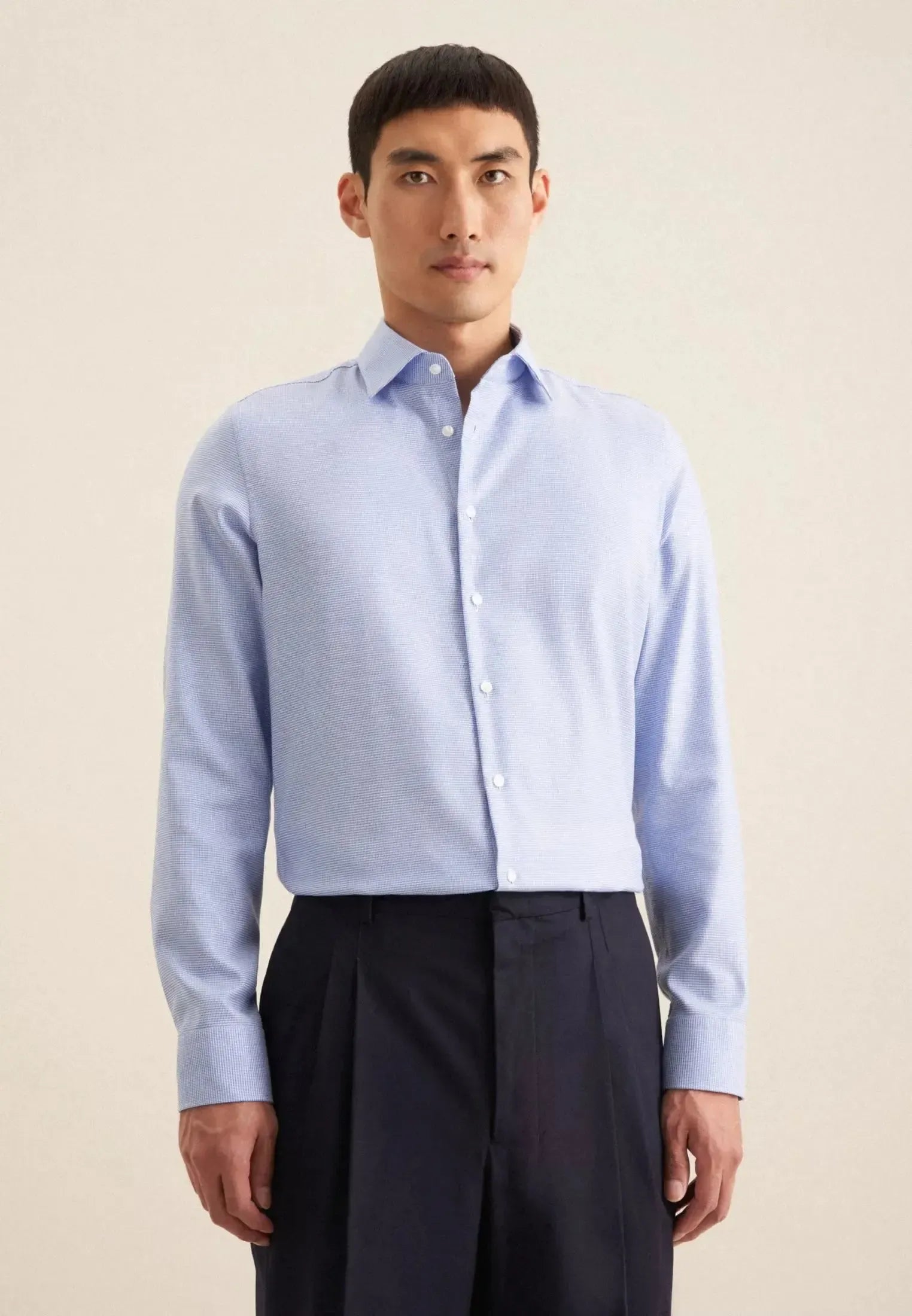 Slim Fit No Iron New Kent Structured Business Shirt Light Blue-seidensticker uk
