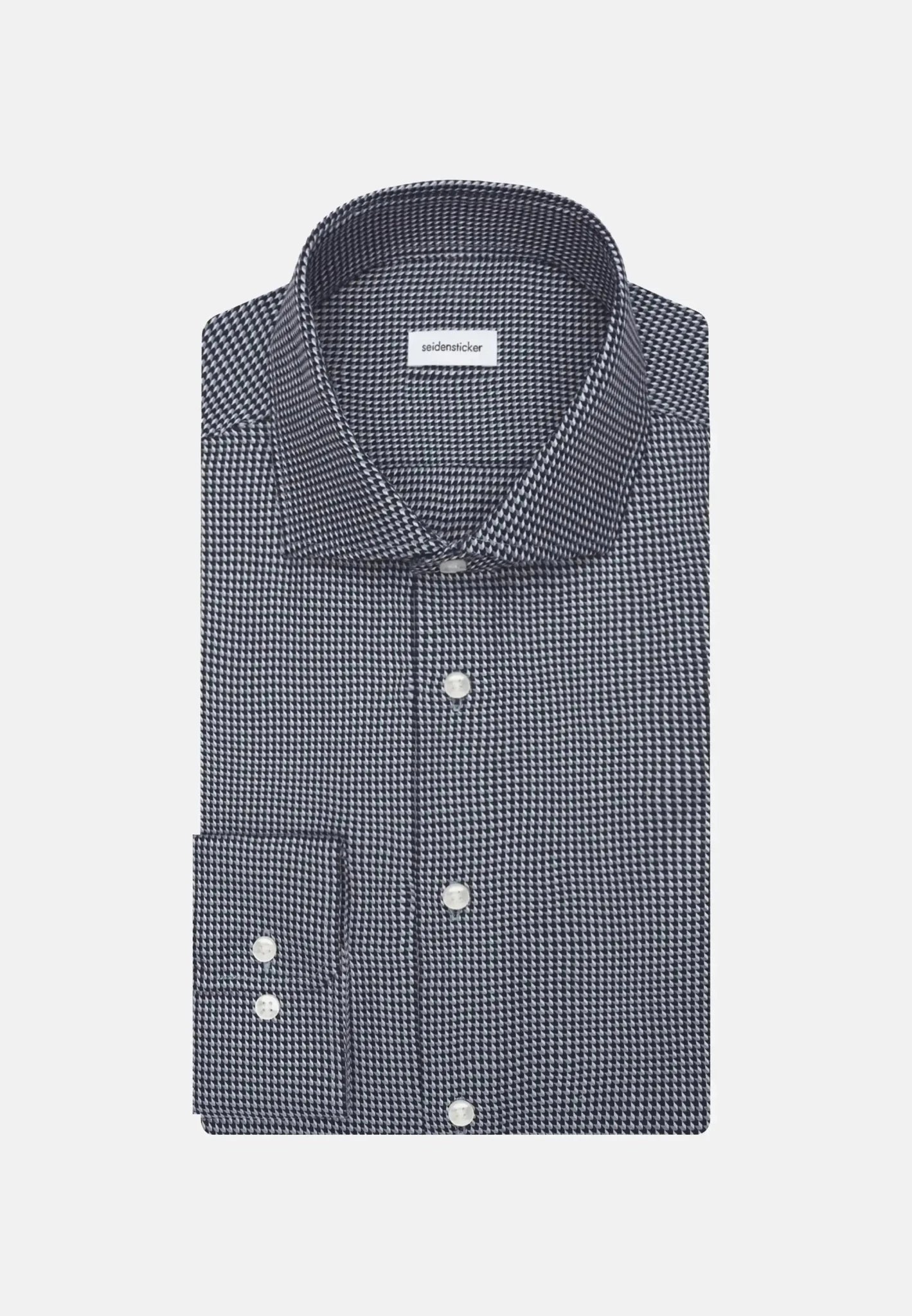 Seidensticker Slim Fit No Iron Spread Kent Pepita Business Shirt Dark Blue - 01.845274-19-37 - seidensticker.co.uk