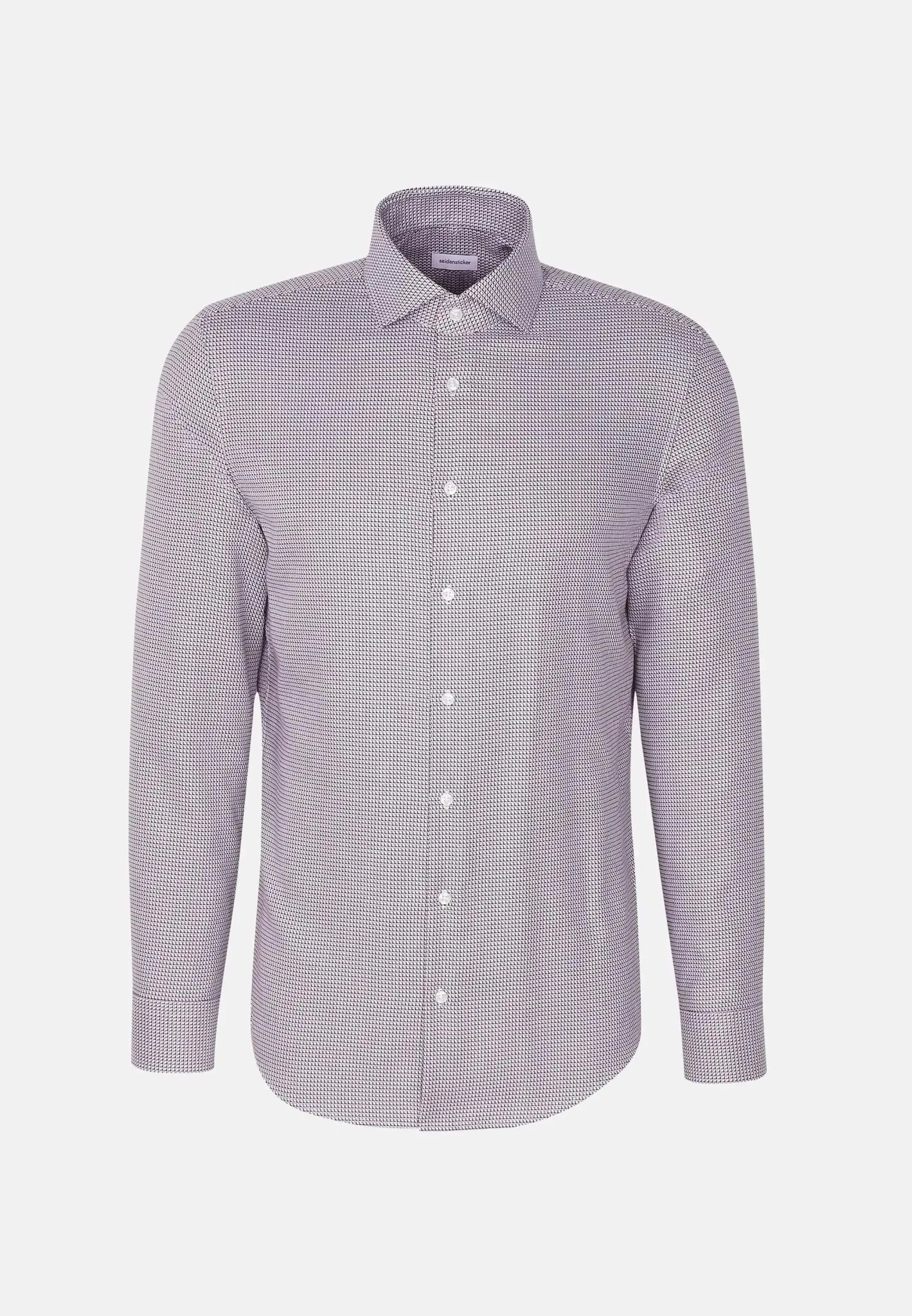 Seidensticker Slim Fit No Iron Spread Kent Structured Pattern Business Shirt Brown - 01.644947-27-37 - seidensticker.co.uk